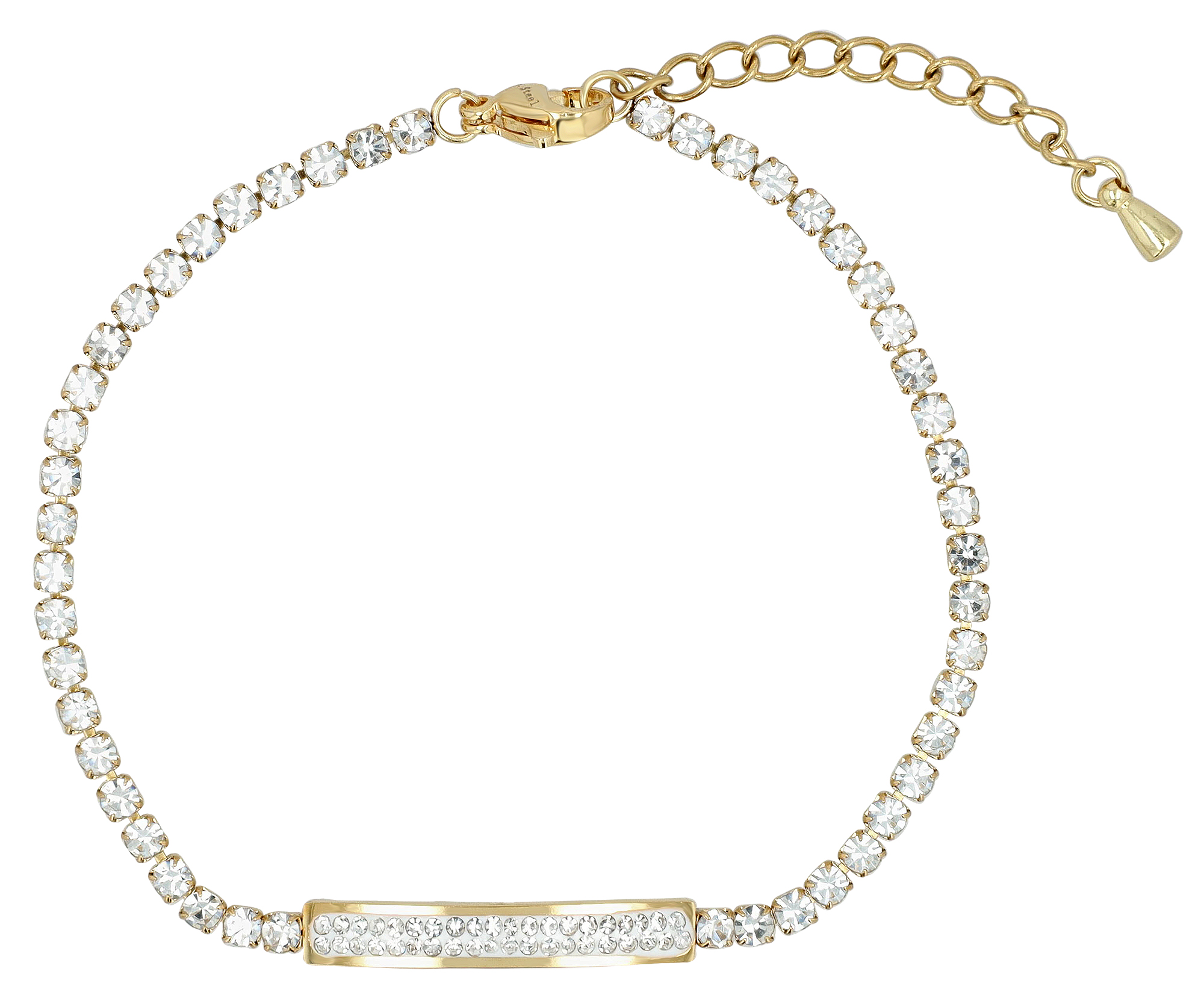 Akzent Armband aus Edelstahl, aufgereihte Similisteine, ionenplattiert, goldfarben