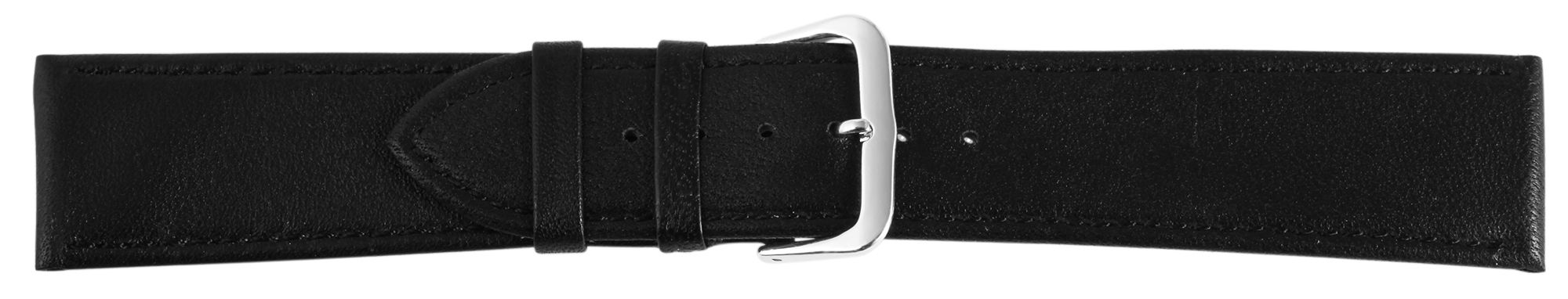 12er Set Echtleder-Uhrenarmband in schwarz, 24 mm