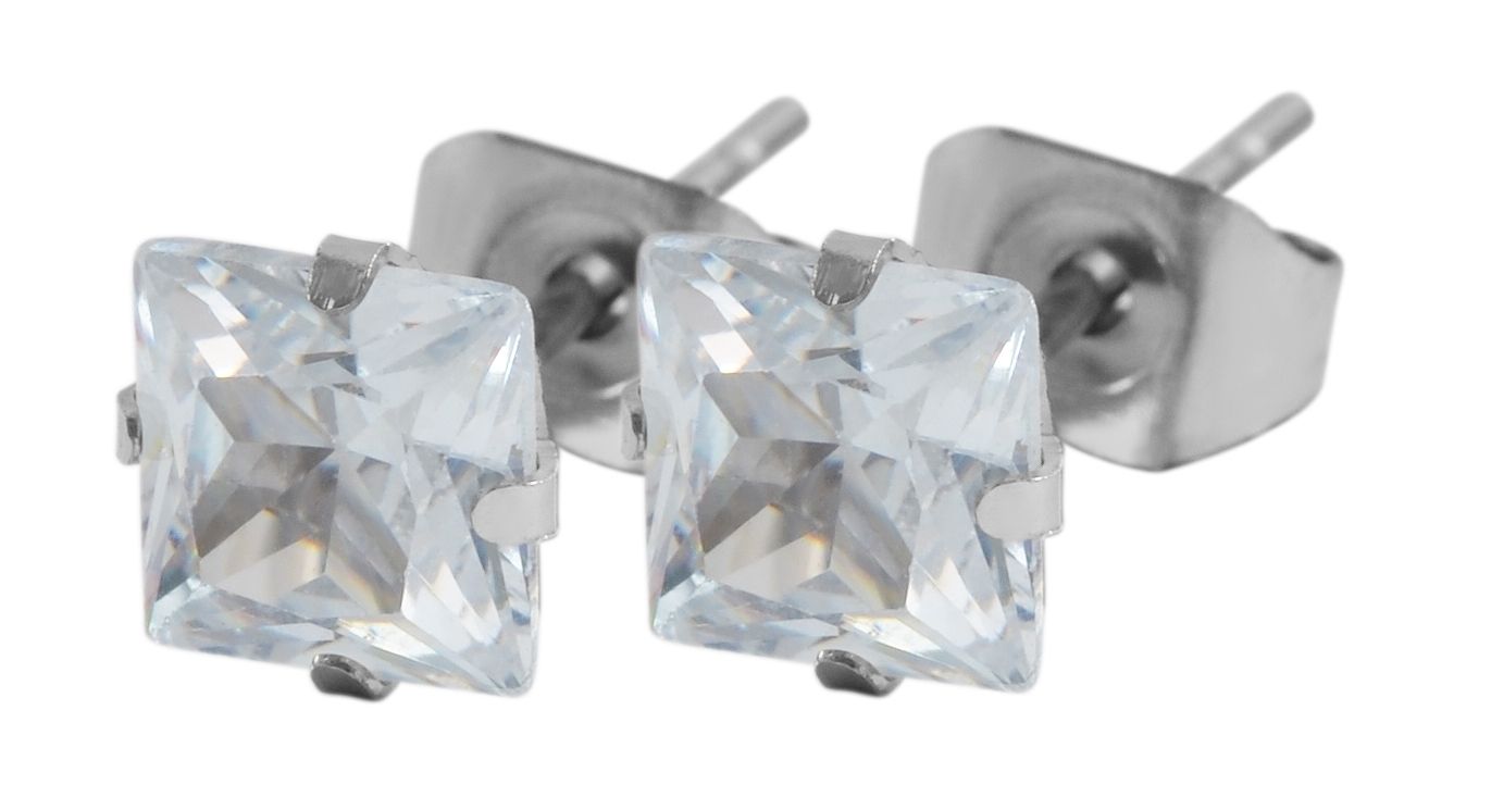 Akzent Ohrstecker aus Edelstahl mit Zirkonia in Krappenfassung