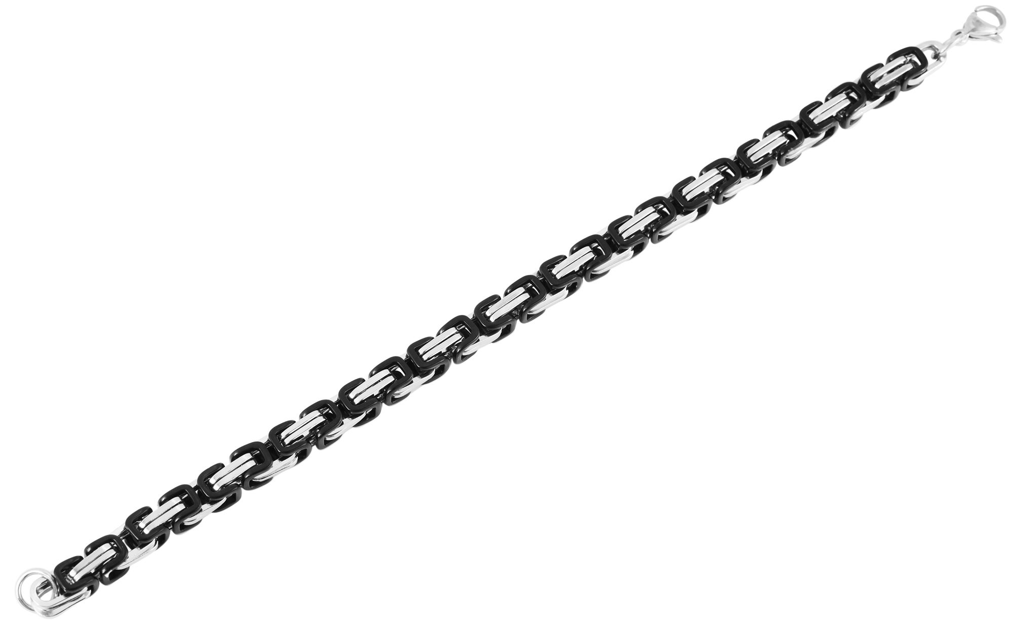 "Andrejs", Königskettenarmband, Edelstahl, bicolor silberfarben/schwarz, poliert, 19 cm
