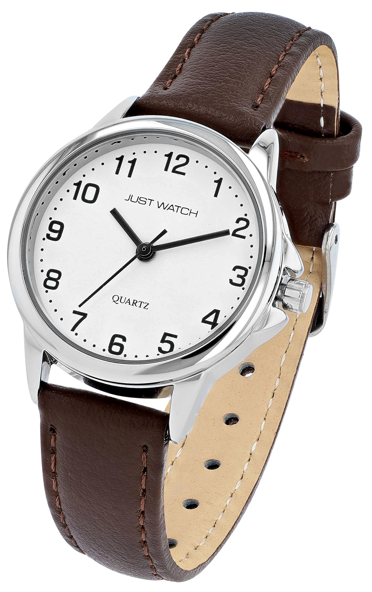 JUST WATCH "Brigitt" Damenuhr  Ø 29 mm, Echt Lederarmband, braun/ silberfarben