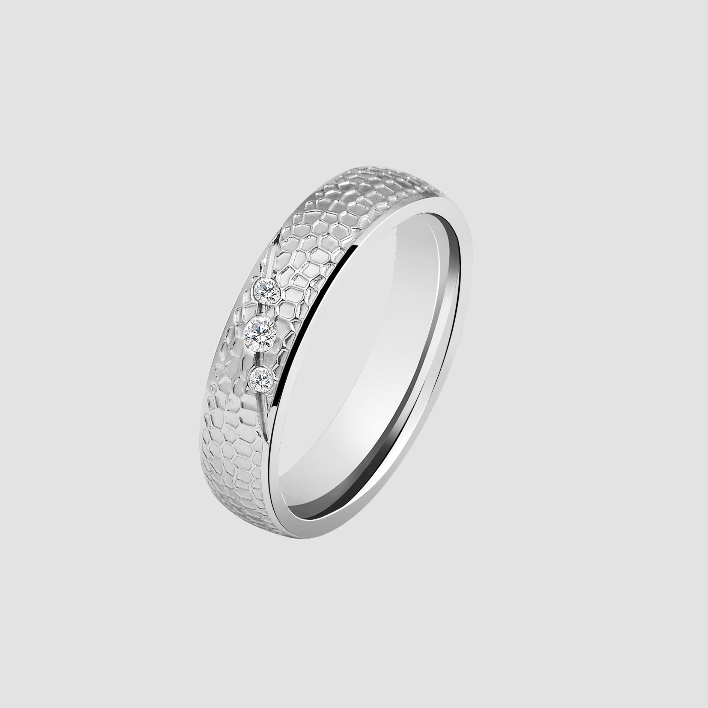 Akzent Damen-Partnerring, Edelstahl, Similibesatz, silberfarben, Gr. 54