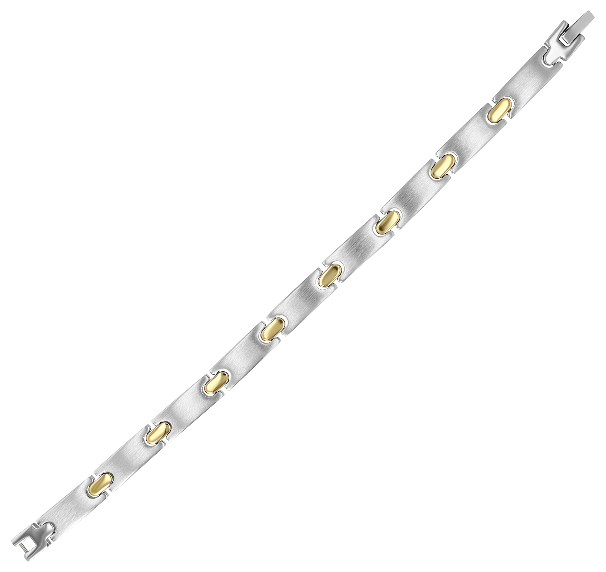 "Andeo", Akzent Gliederarmband, Edelstahl, mattiert/poliert, gravierbar, bicolor, 21 cm