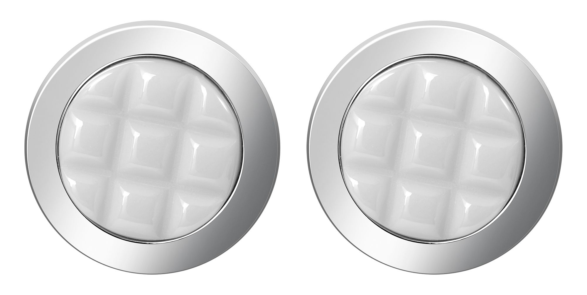 Akzent Keramik / Edelstahl Ohrstecker, silberfarbig, weiß, Durchmesser: 1,2 cm / Stärke: 0,2 cm