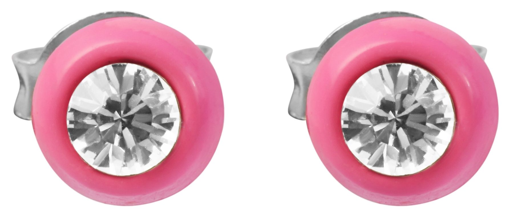 "Farbenfreunde Cleo" 925/- Echt Silber Kinder Ohrstecker, Similistein, rhodiniert, pink