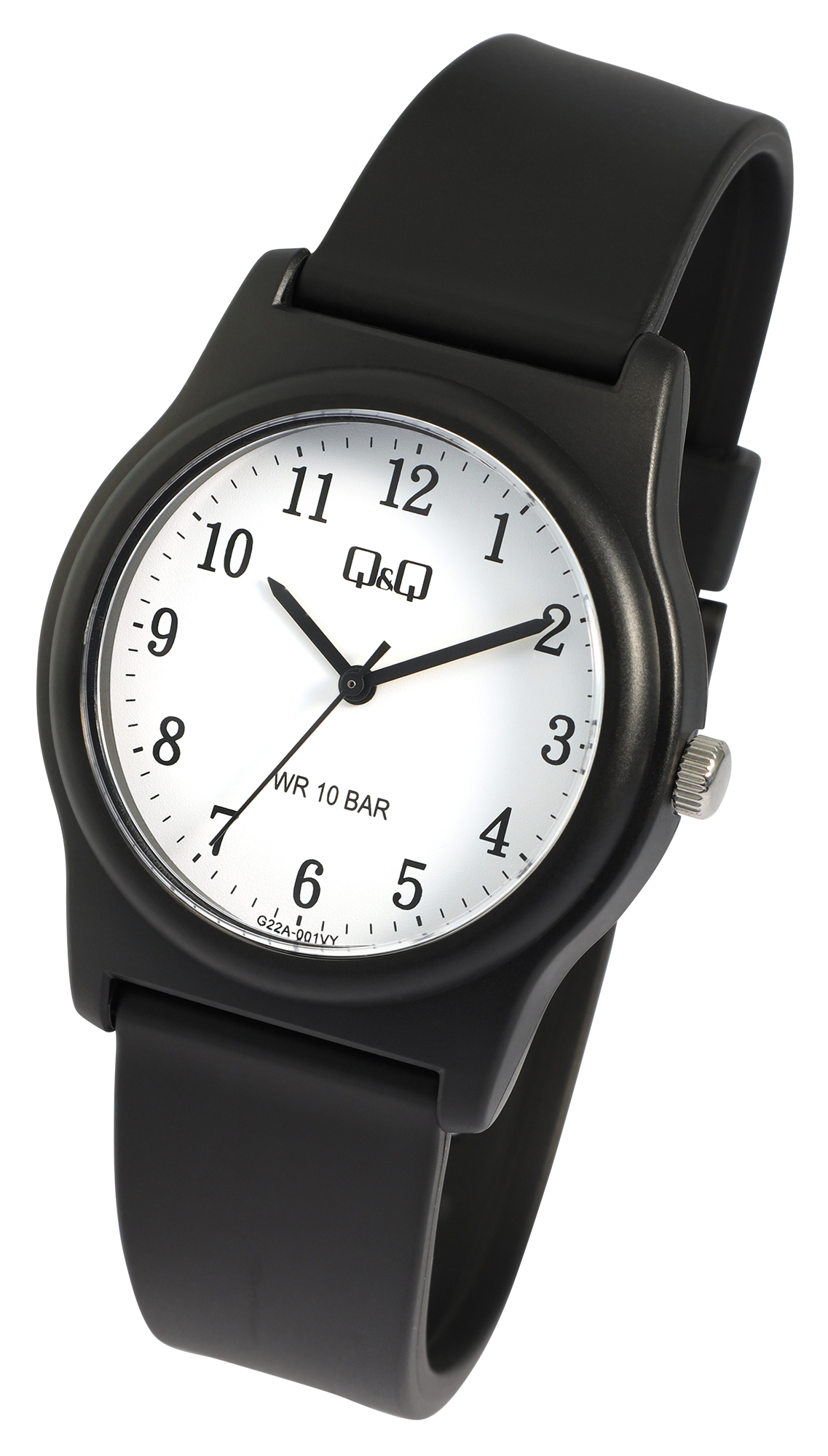 Q&Q Uhr für Herren & Jugendliche, Resinband, Ø 38 mm, schwarz/ weiß