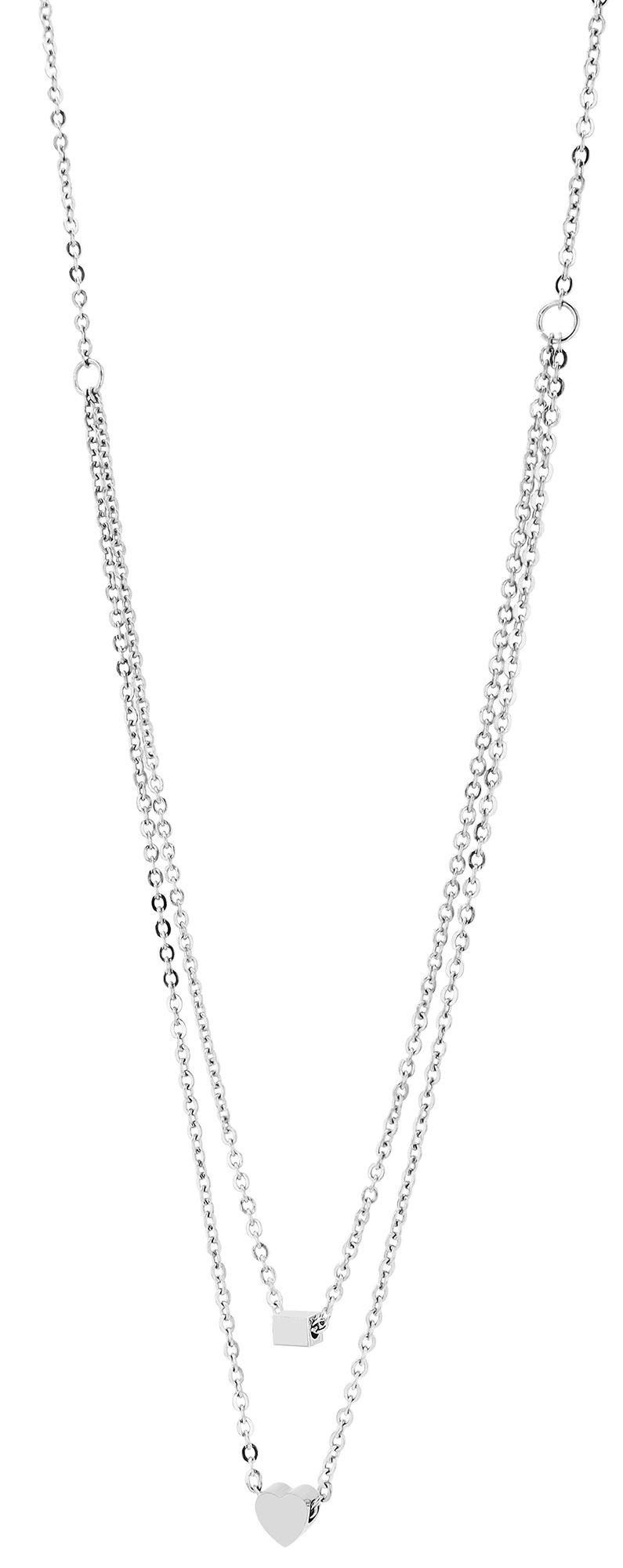 Akzent Schmuckset "Vilda", Layering Kette und Ohrstecker, Edelstahl, silberfarben