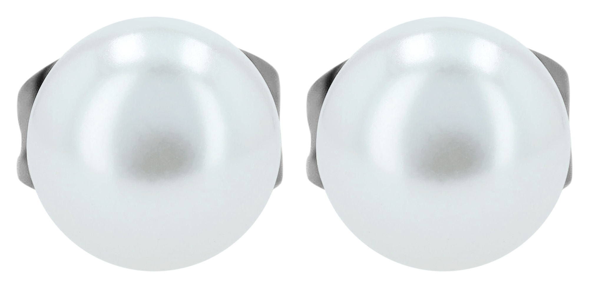 "Irmi" Edelstahl Perlen-Ohrstecker (Imitationsperle), Ø 6 mm