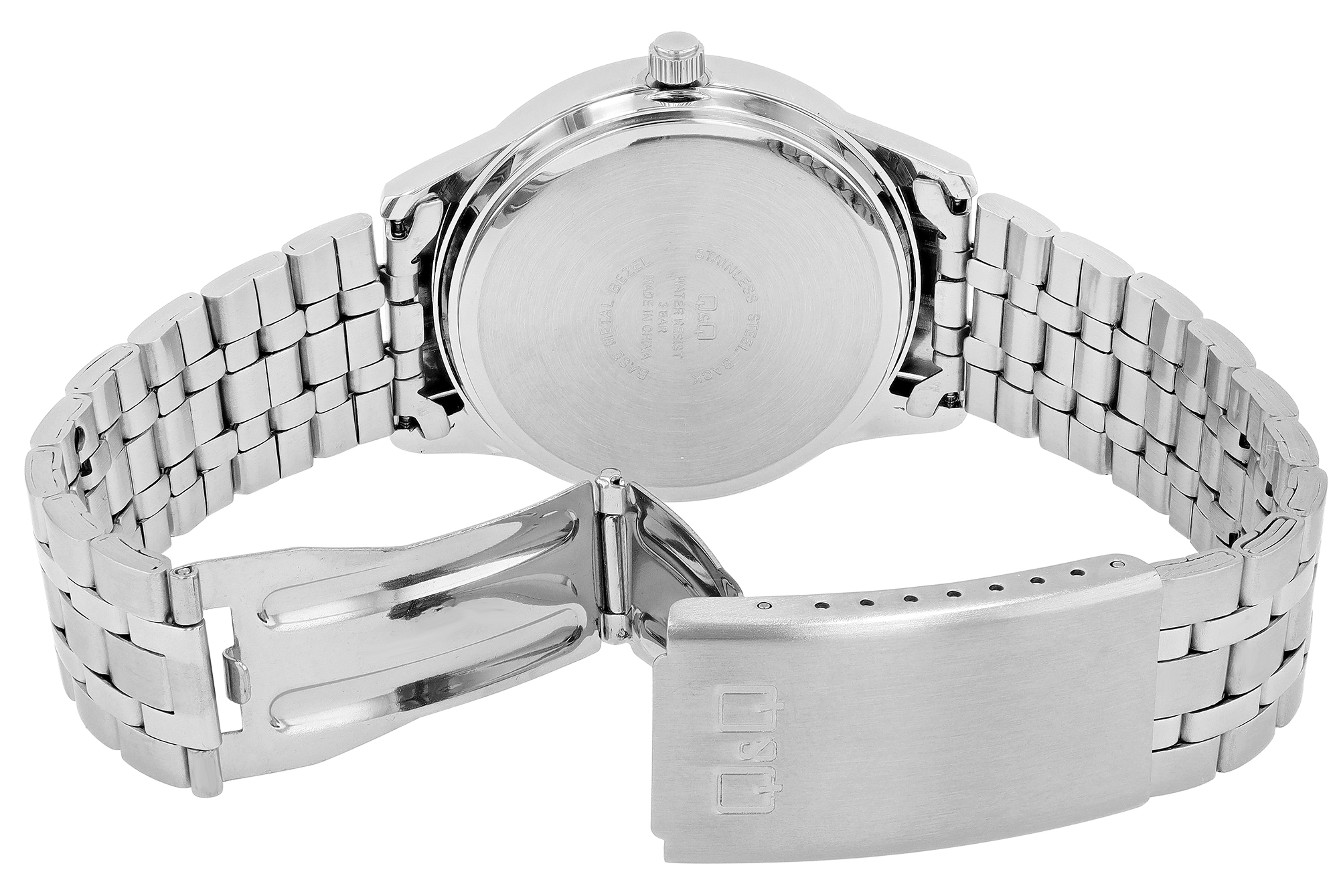 Q&Q Herrenuhr mit Edelstahlarmband, Ø 40 mm, silberfarben/schwarz