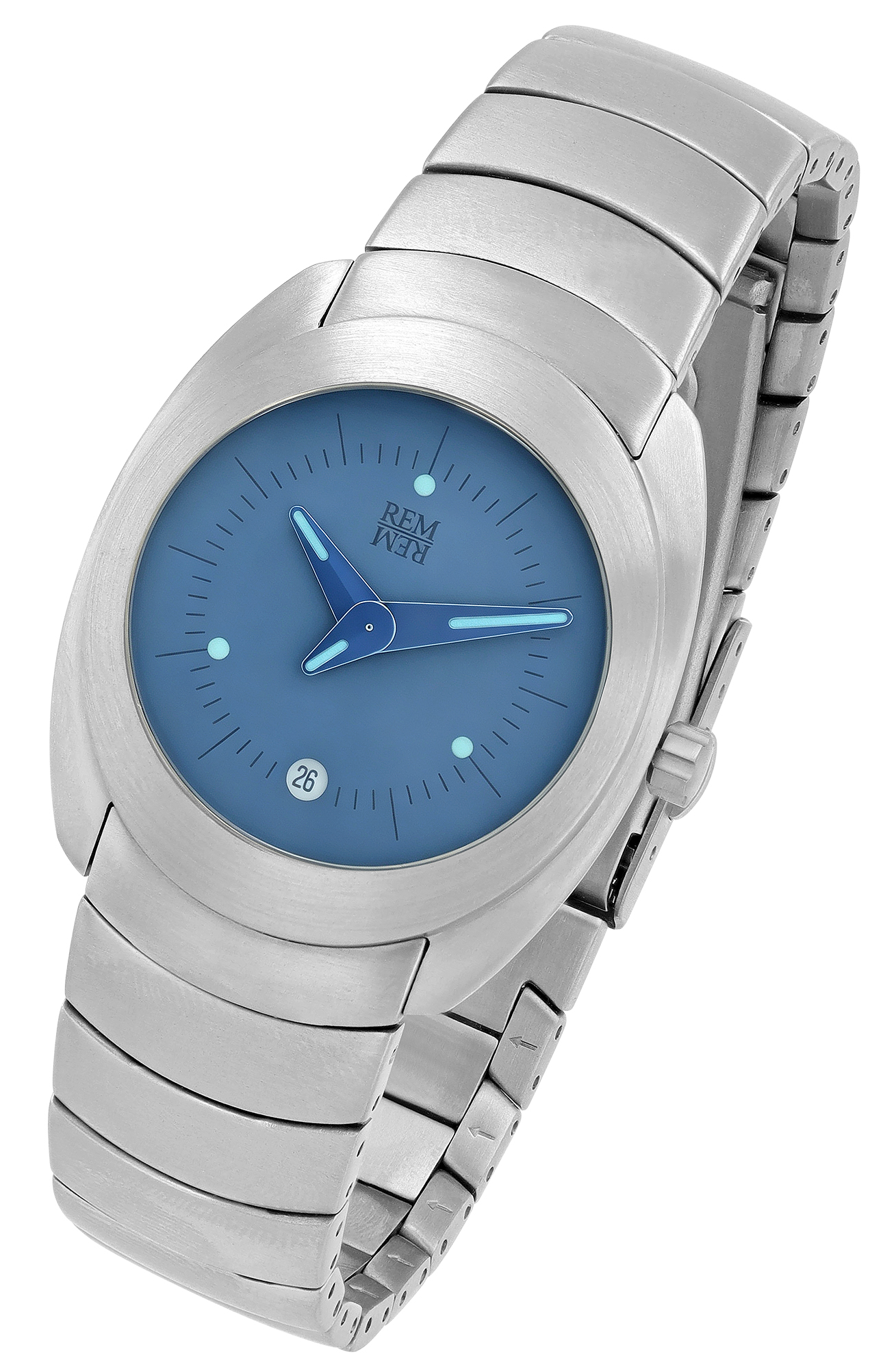 REMREM "SAINT TITANIUM" Damenuhr Ø 34 mm, Titan, silberfarben/ blau