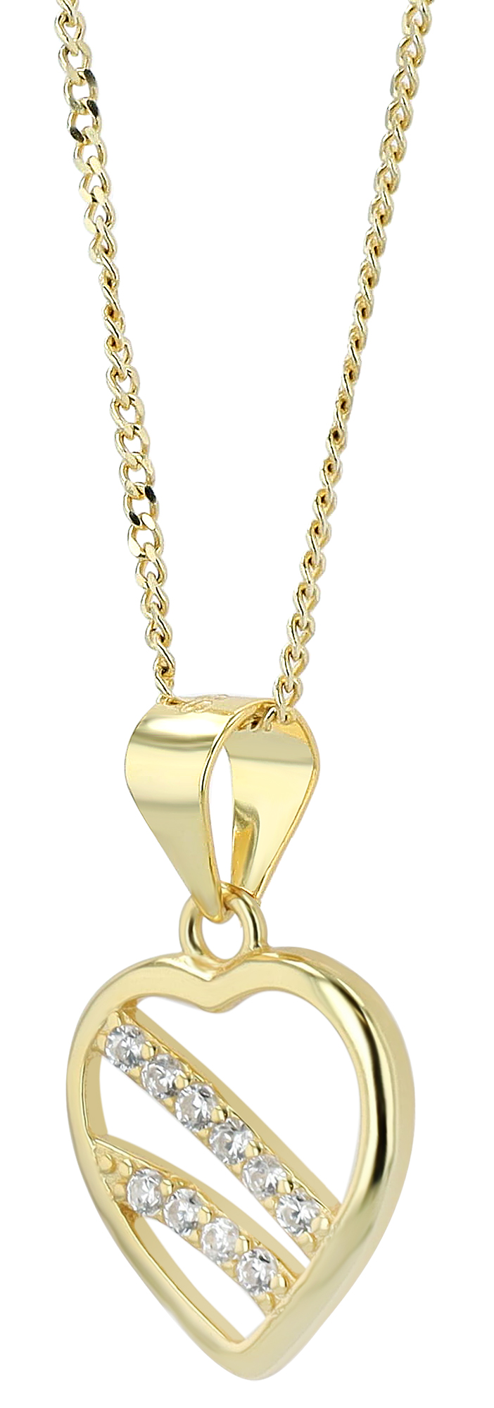 "Kokoro", 925/- Echt Silber Anhänger Herz mit Zirkonia, vergoldet