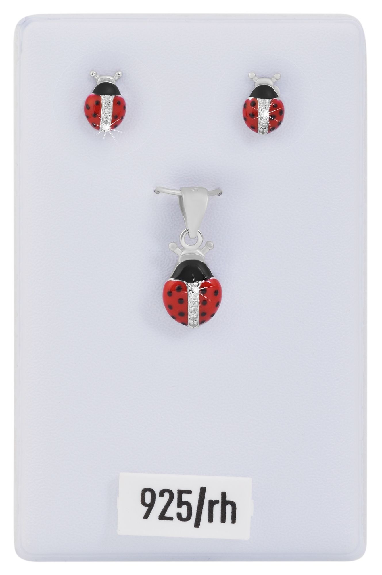 "Glückskäfer Coco" 925/- Echt Silber Kinder Schmuckset - Marienkäfer, Zikonia, rhodiniert