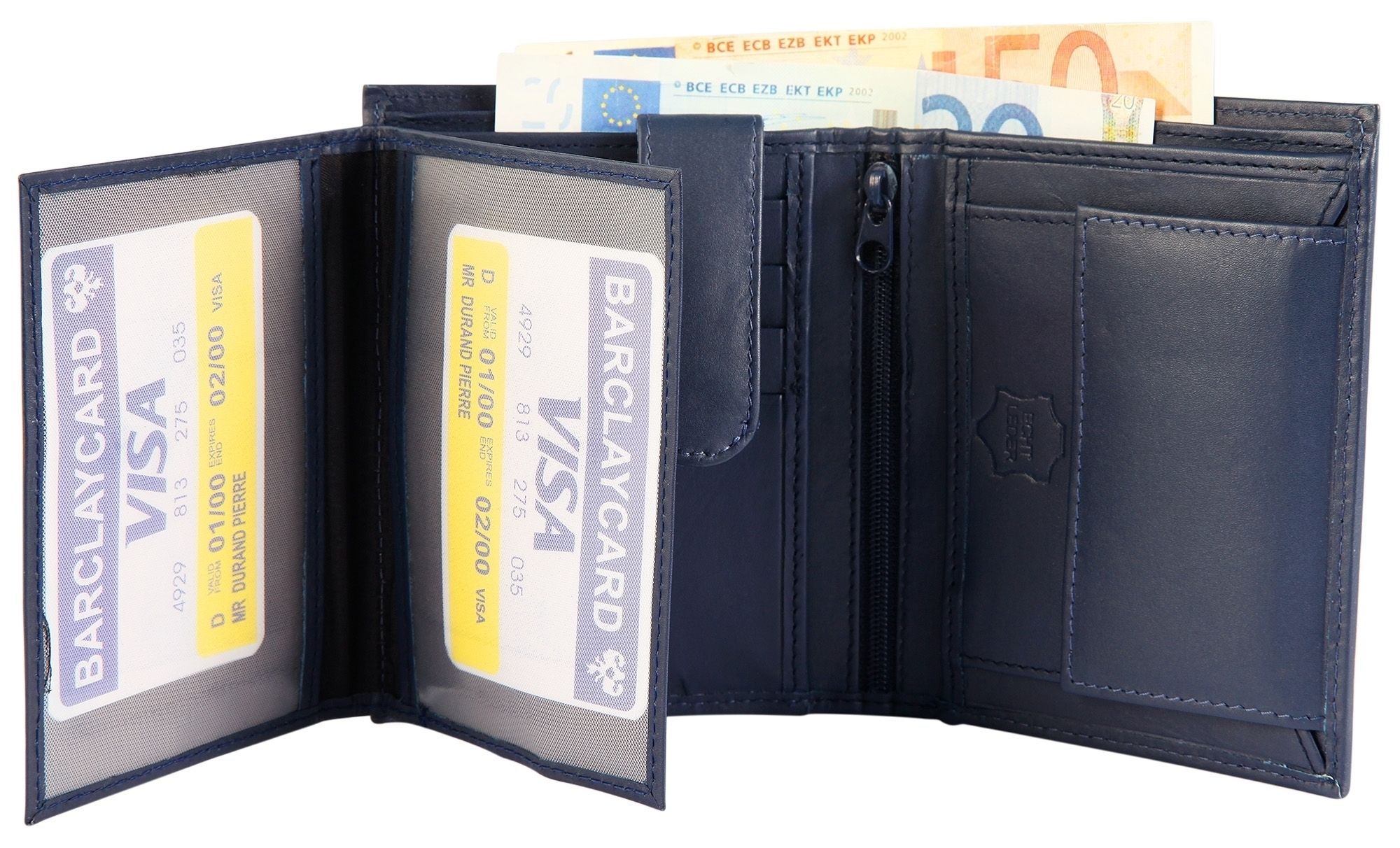 Excellanc Herren Geldbörse aus Echtleder in blau. Format 10 x 12 cm.