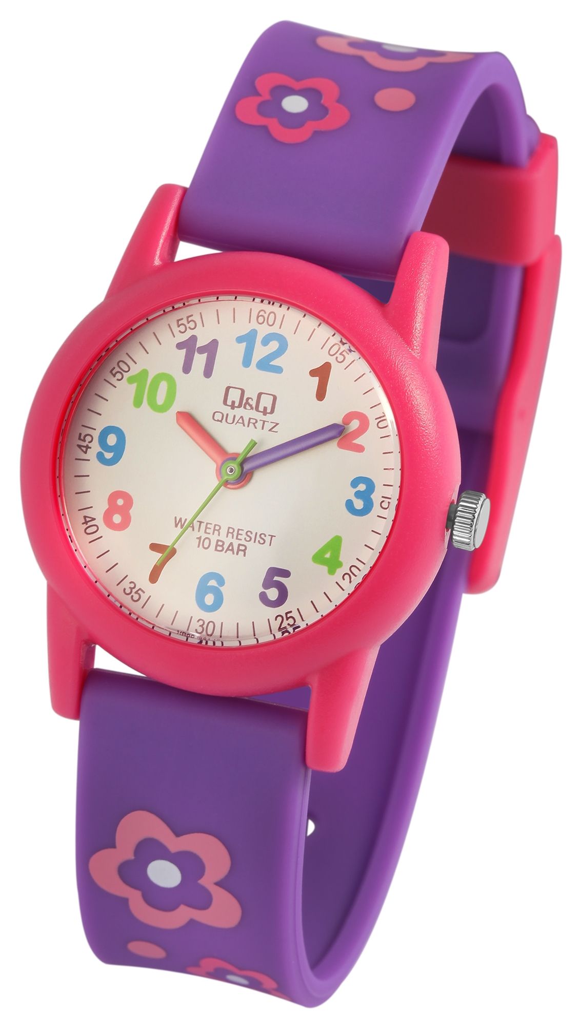 Q&Q Kinderuhr "Blume", Band aus Resin, 10 ATM