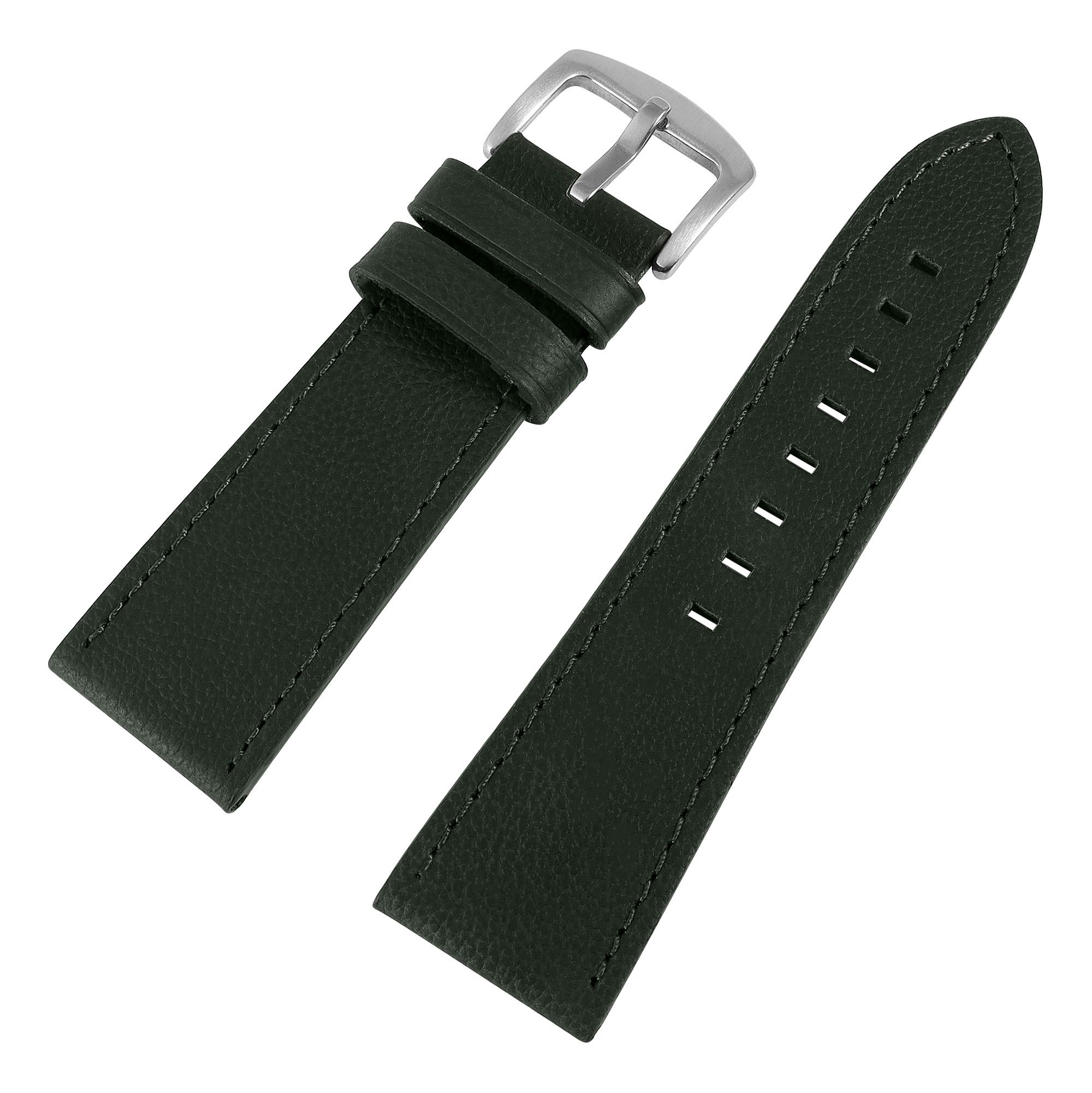 Echtleder-Uhrenarmband "super-soft", dunkelgrün, Naht, 22 mm