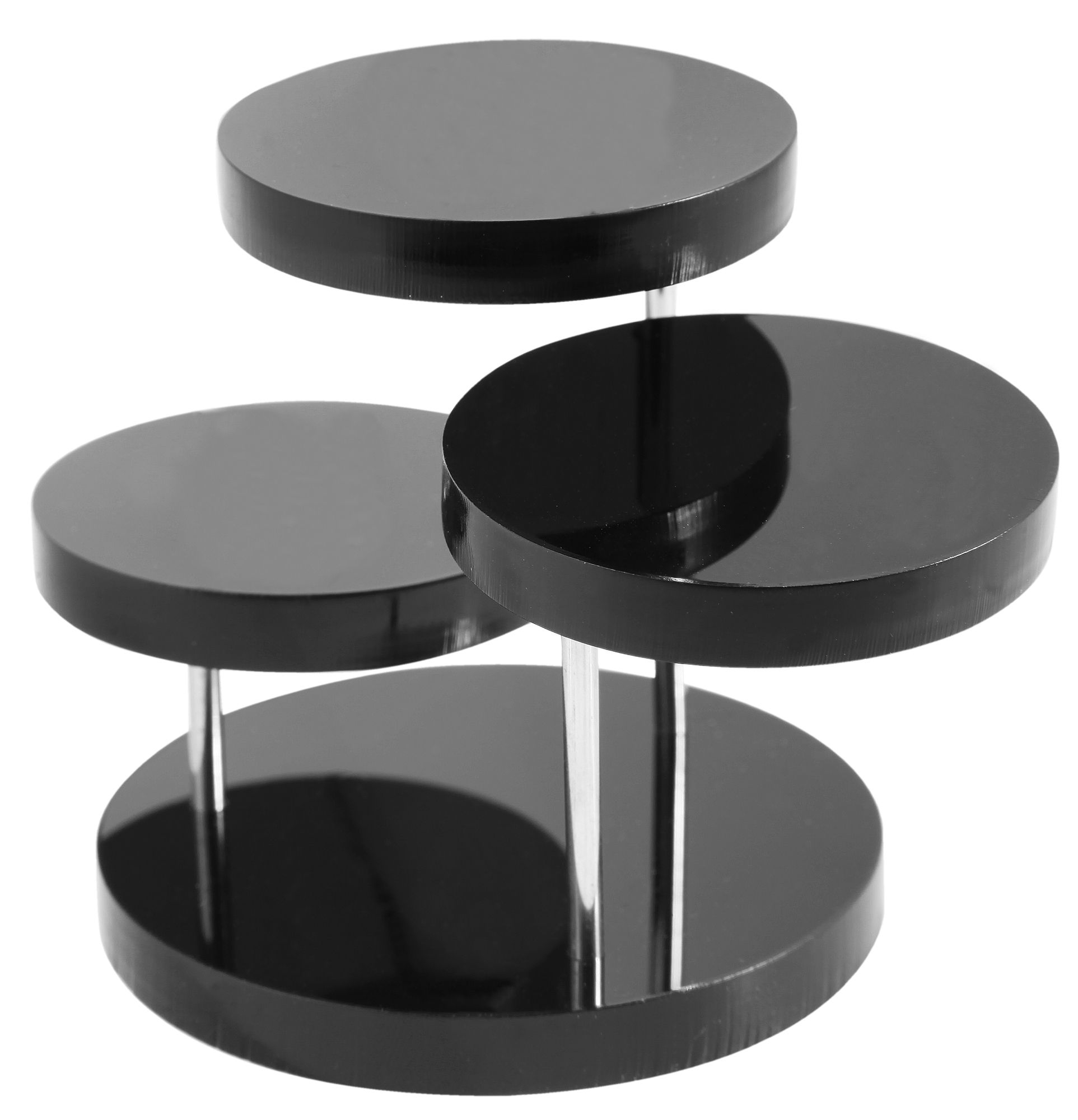 Schmuckdisplay, Kunststoff, schwarz, dreistufig, 7 cm x 7 cm