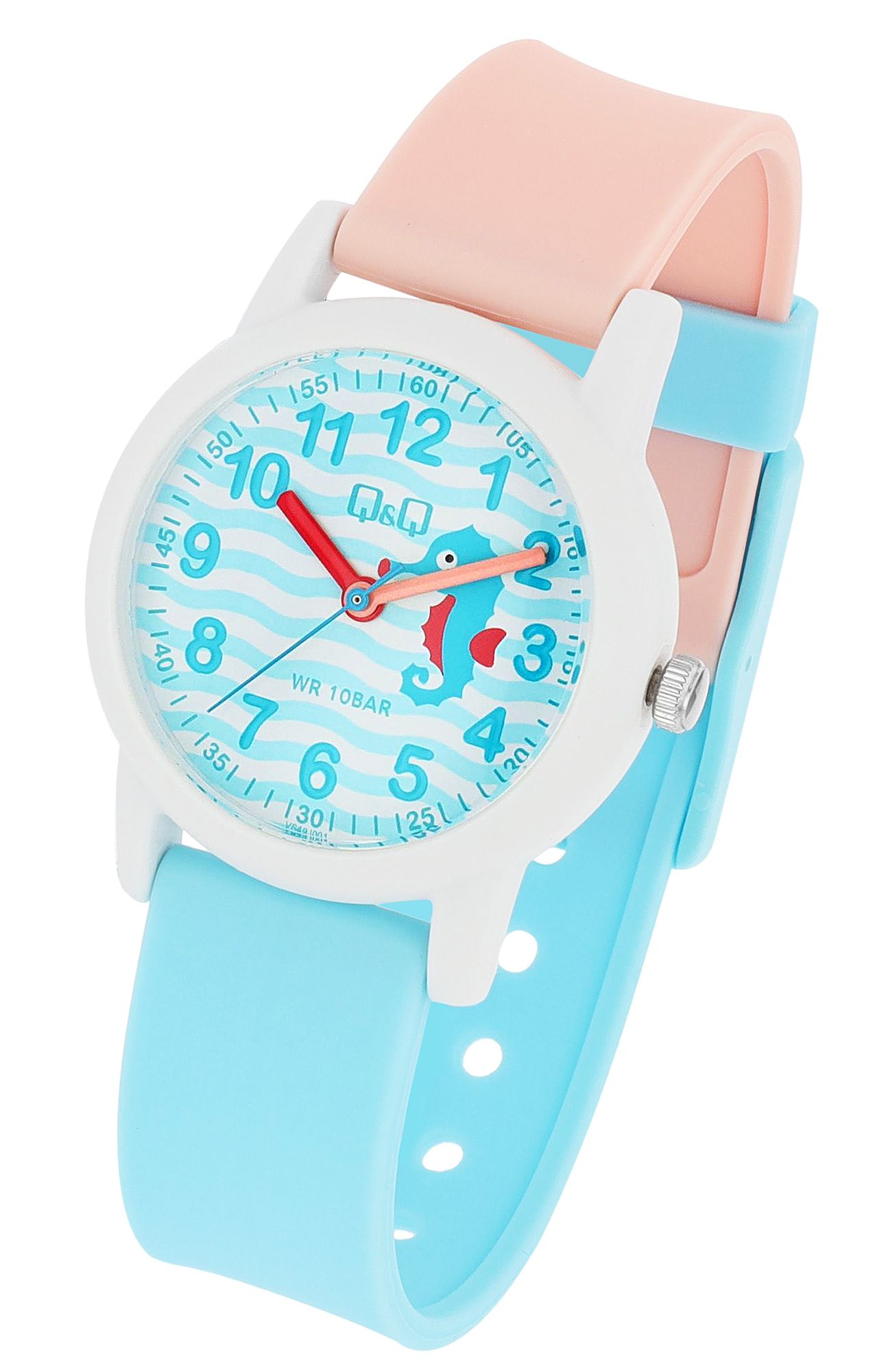 Q&Q Kinderuhr mit Resinarmband, "Seepferdchen", 10 ATM