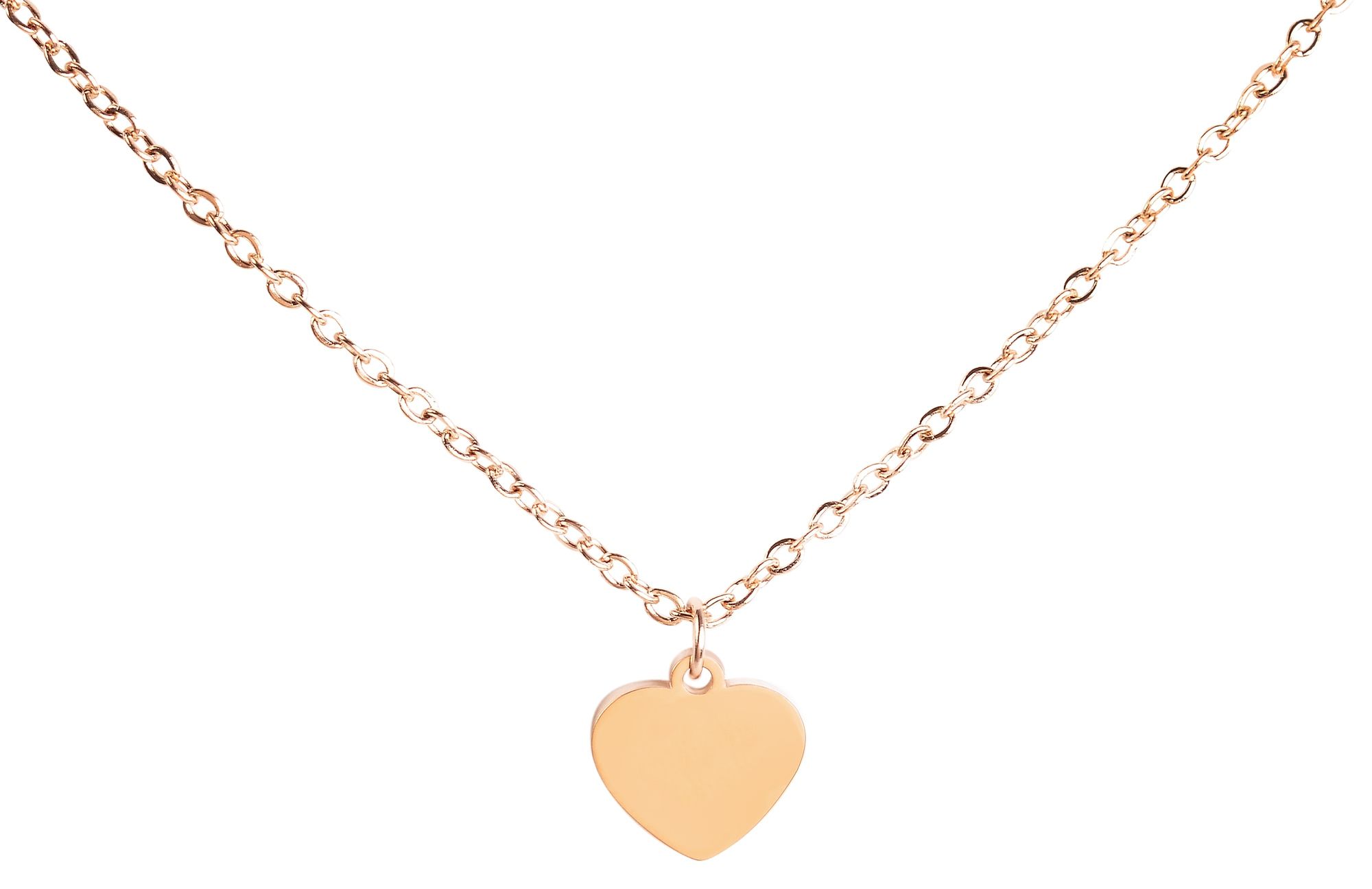 "Katrin", Edelstahl Kette mit Anhänger - Herz, Gravur, 45 + 5 cm, roségoldfarben