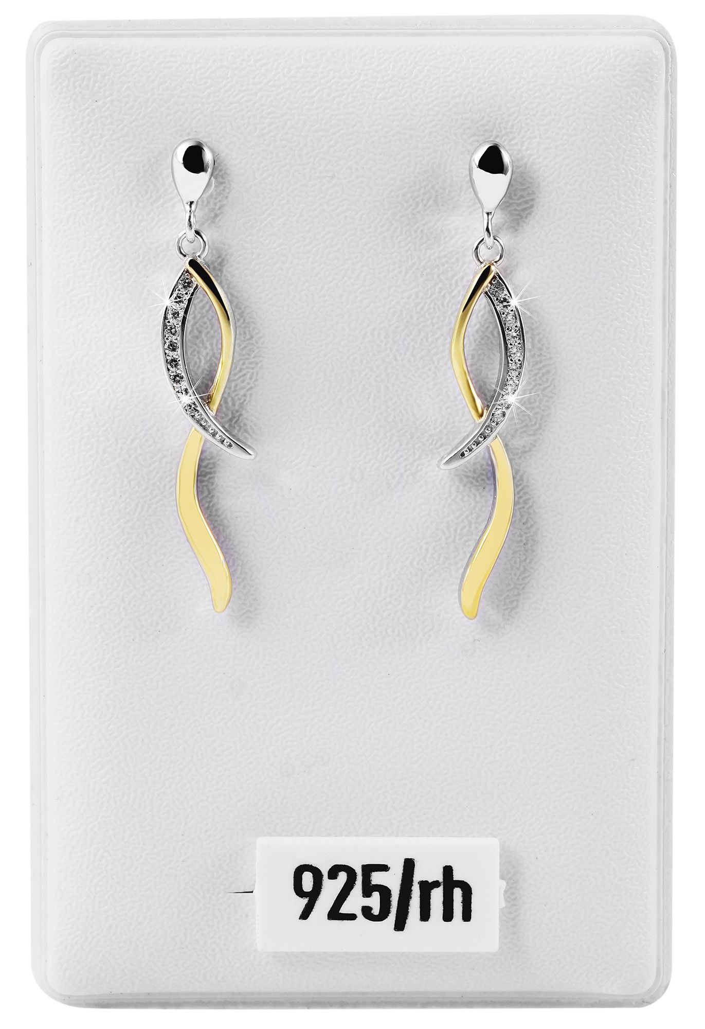 925/- Echt Silber Ohrhänger "Tierra" mit Zirkoniabesatz, bicolor