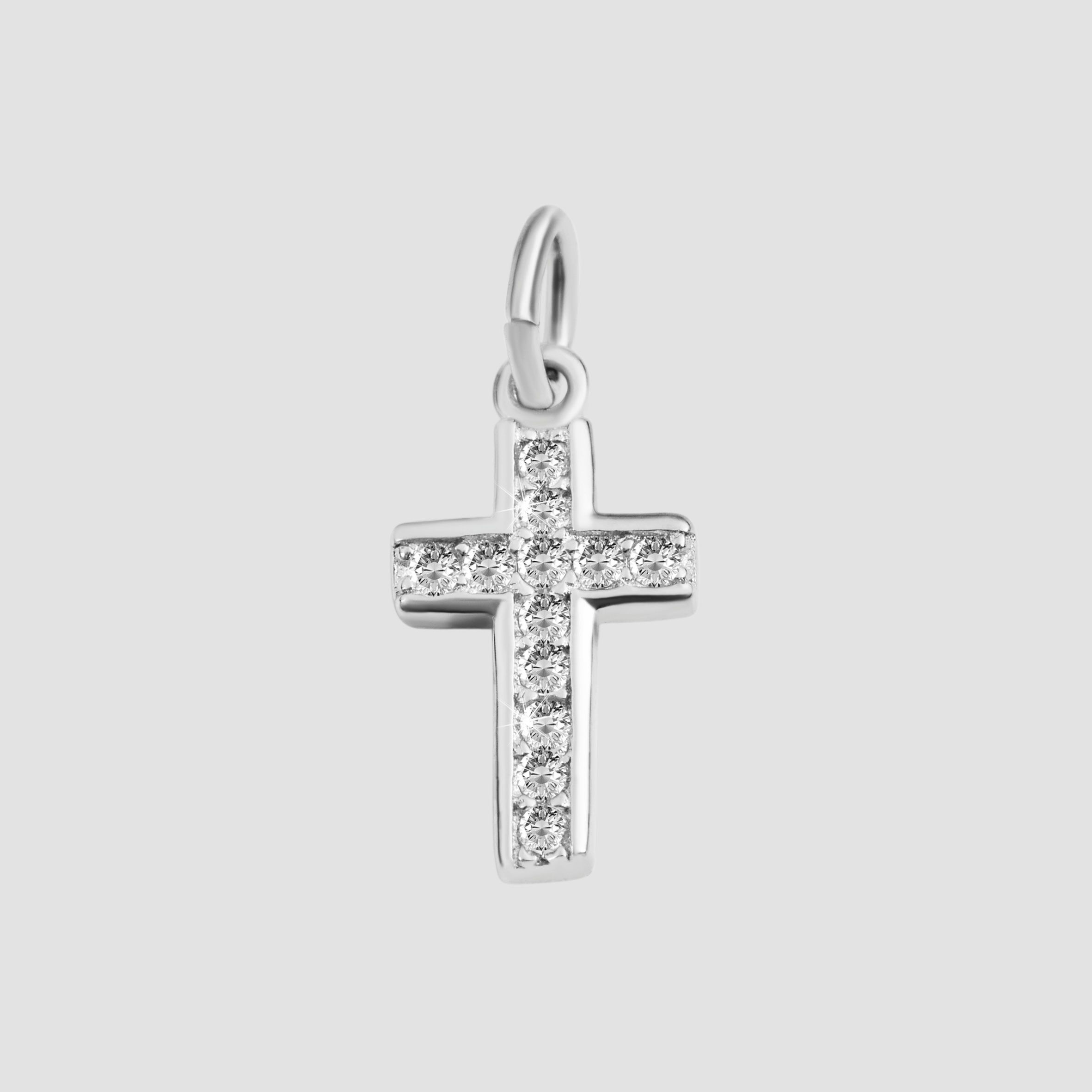 "Shirani"925/- Echt Silber Anhänger Kreuz mit Zirkoniabesatz, silberfarben/ rhodiniert