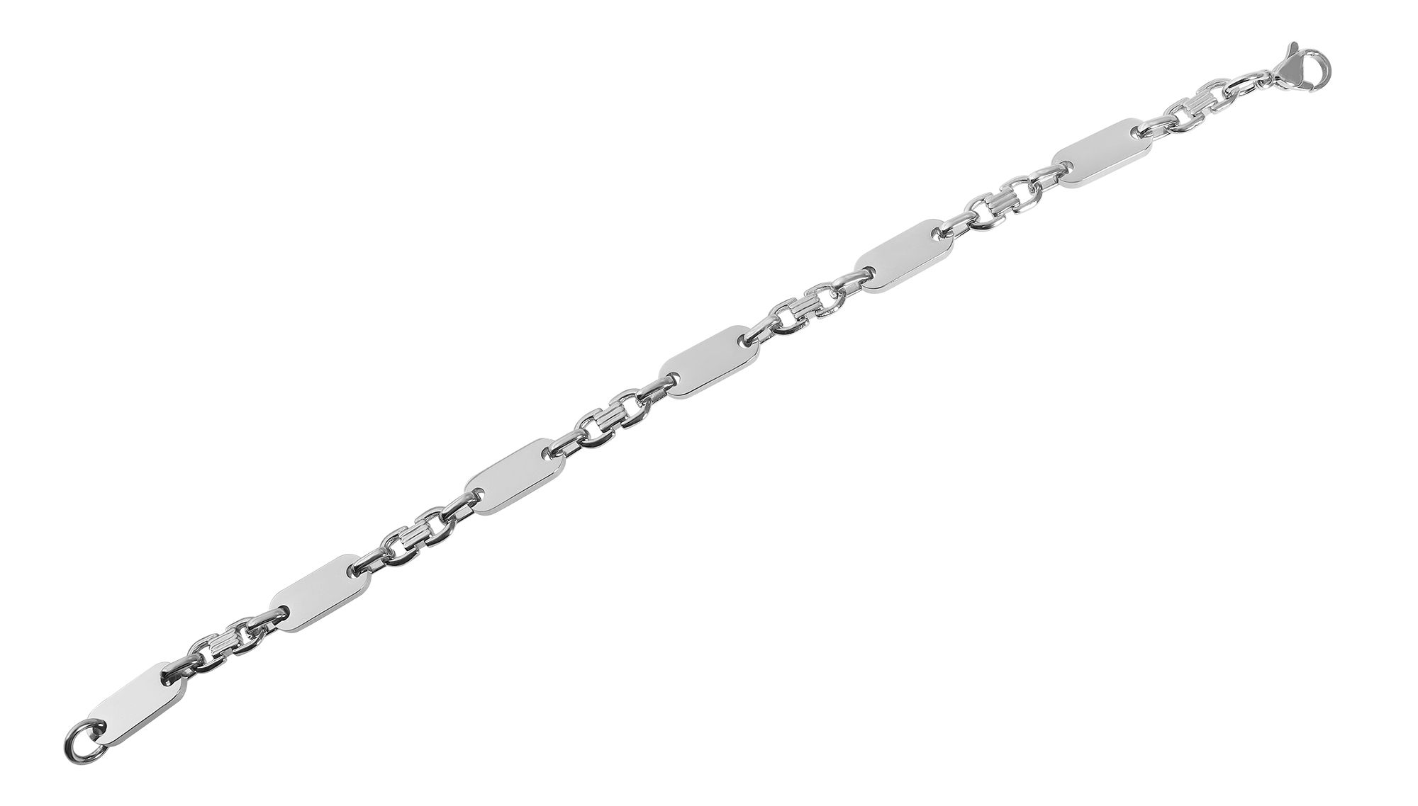 "Elvin" Edelstahl Platten-Armband, silberfarben, 19 cm/ 6 mm