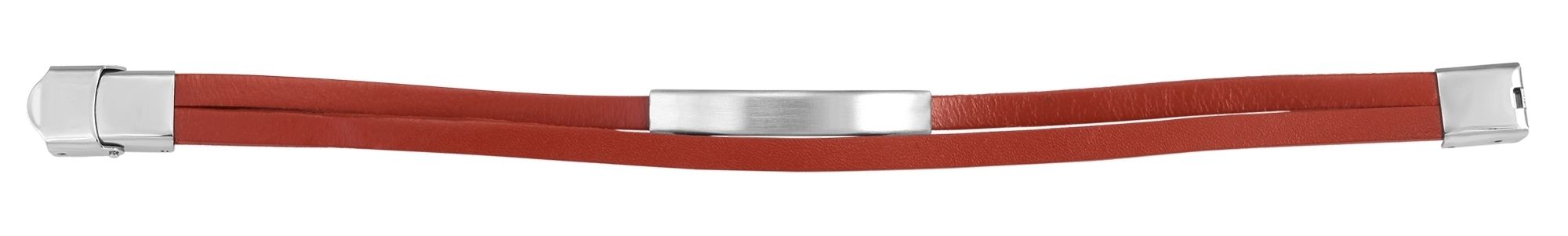 "Aron" Echtlederarmband mit Gravurplatte, 21 cm, braun