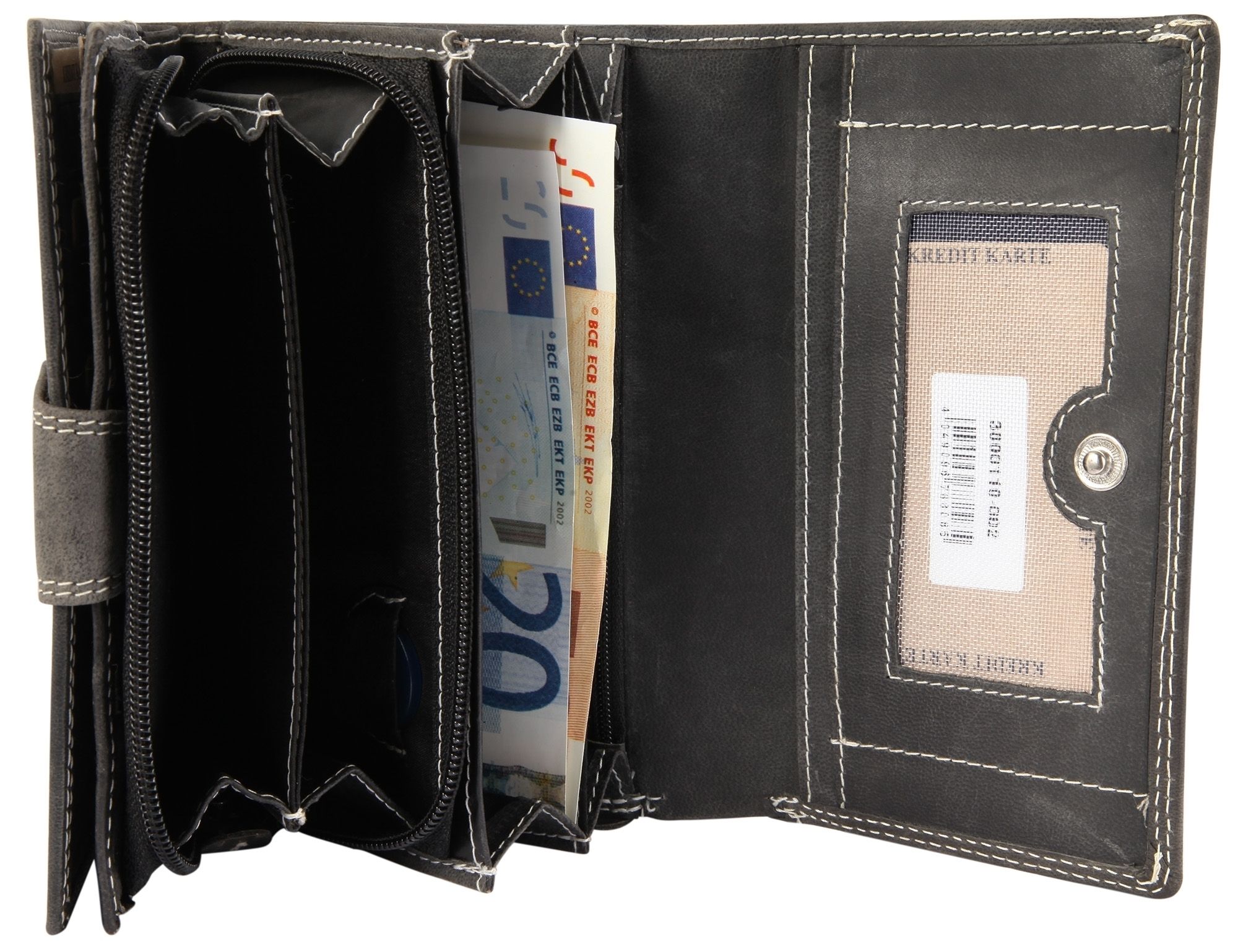 Akzent Damengeldbörse aus Echtleder, RFID-Schutz, schwarz