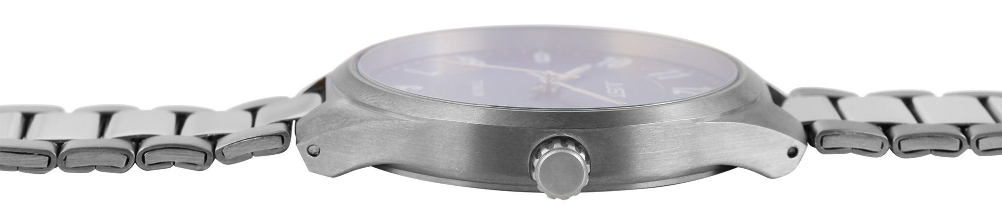 Just Damenuhr mit Gliederarmband, Titan, 5 ATM, blaues ZB