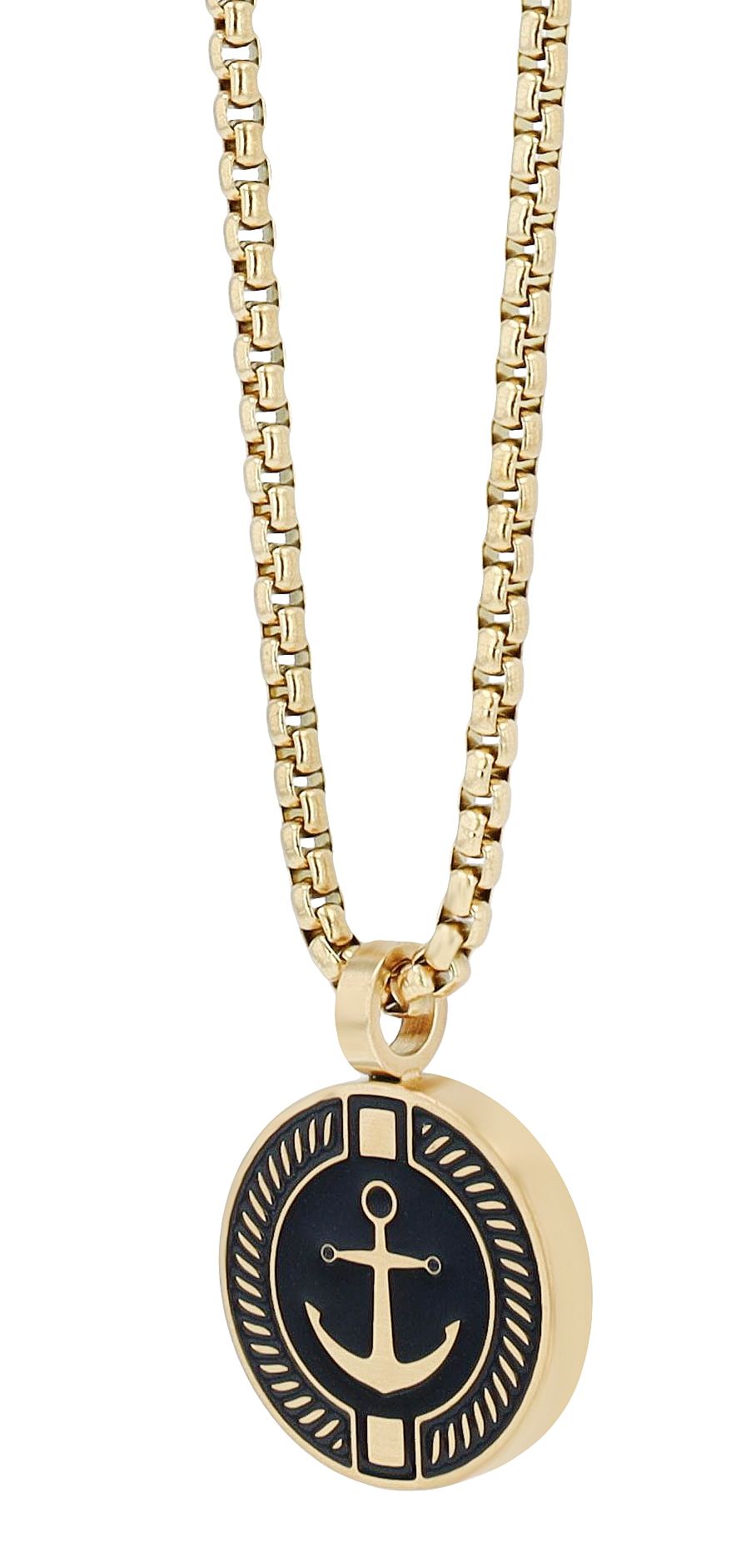 "Damir", Unisex Edelstahlkette, Anker, 60 cm, goldfarben/schwarz