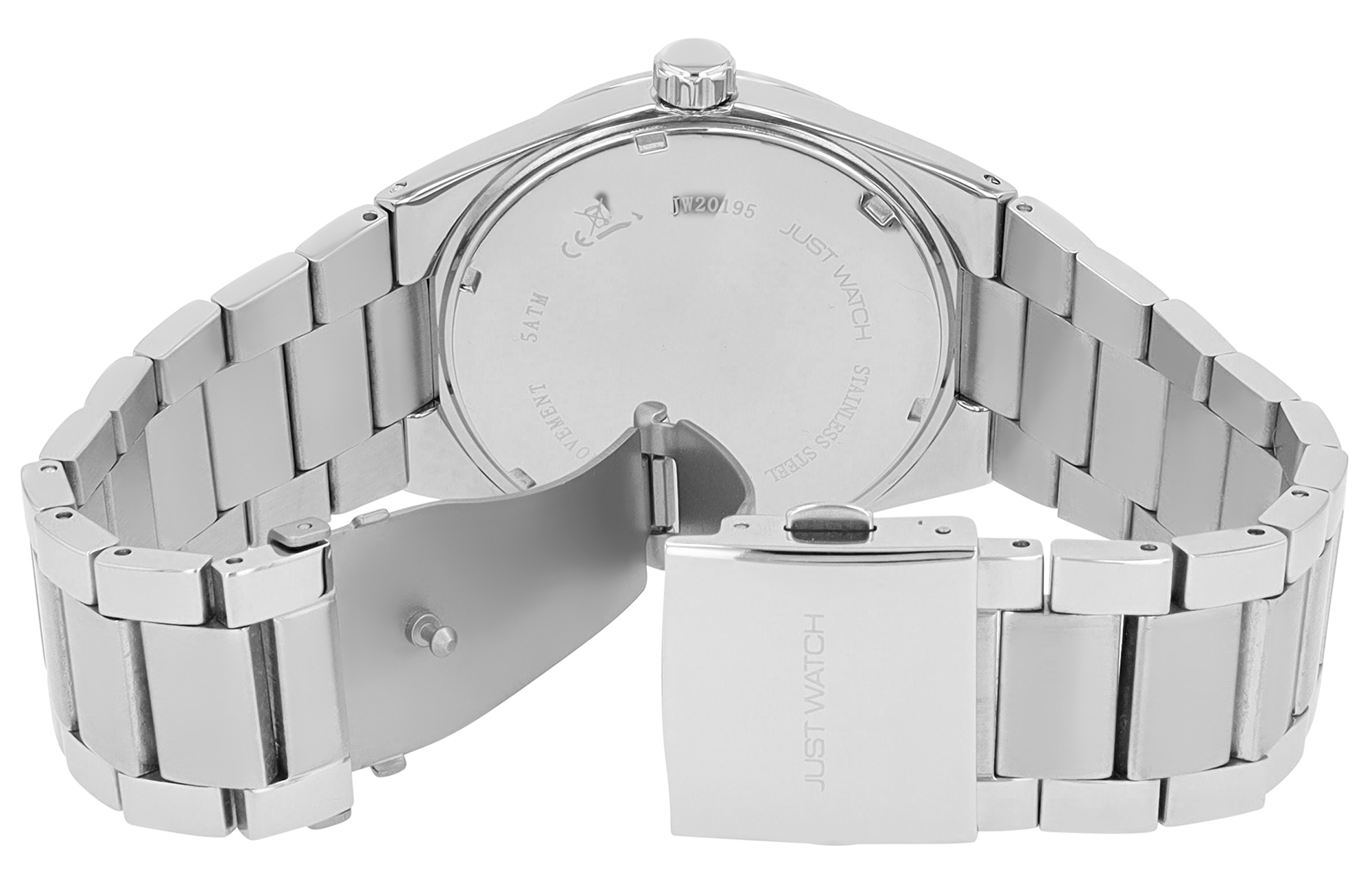 JUST WATCH Herrenuhr "Lukas" mit Edelstahlband, silberfarben/blau, 5 ATM