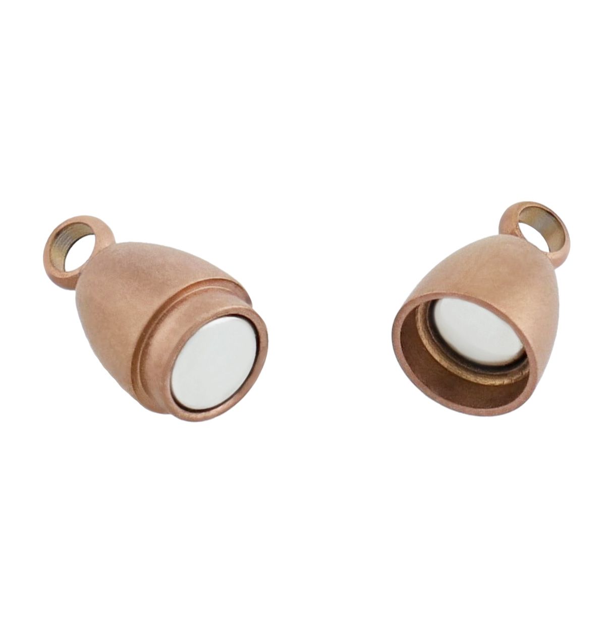 Magnetschließe oval, Edelstahl, ionenplattiert & mattiert, roségoldfarben, Größe 6 mm