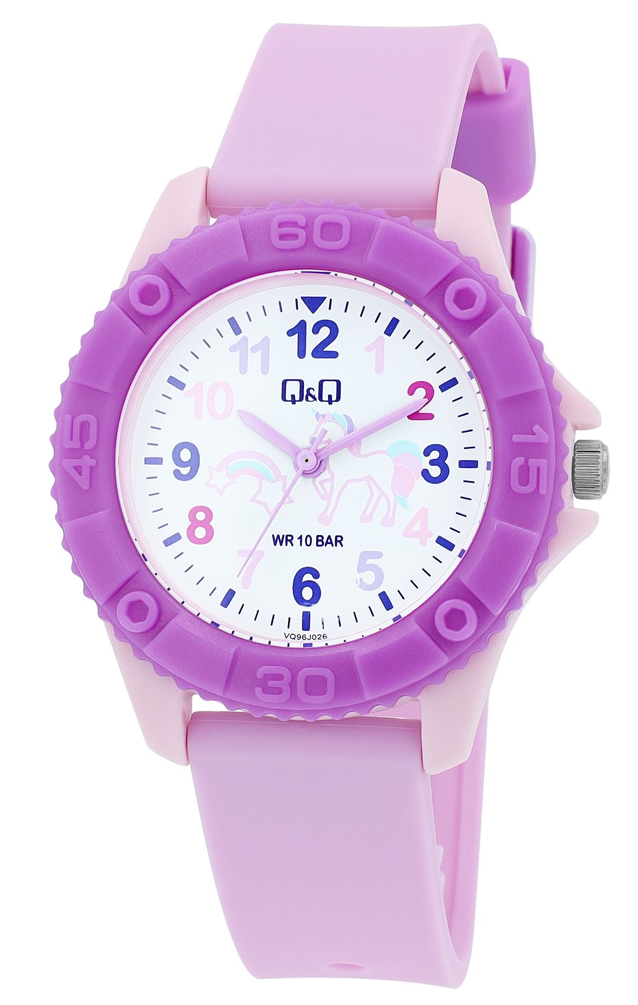 Q&Q Kinderuhr, Silikonarmband, "Einhorn", 10 Bar, Ø 35 mm