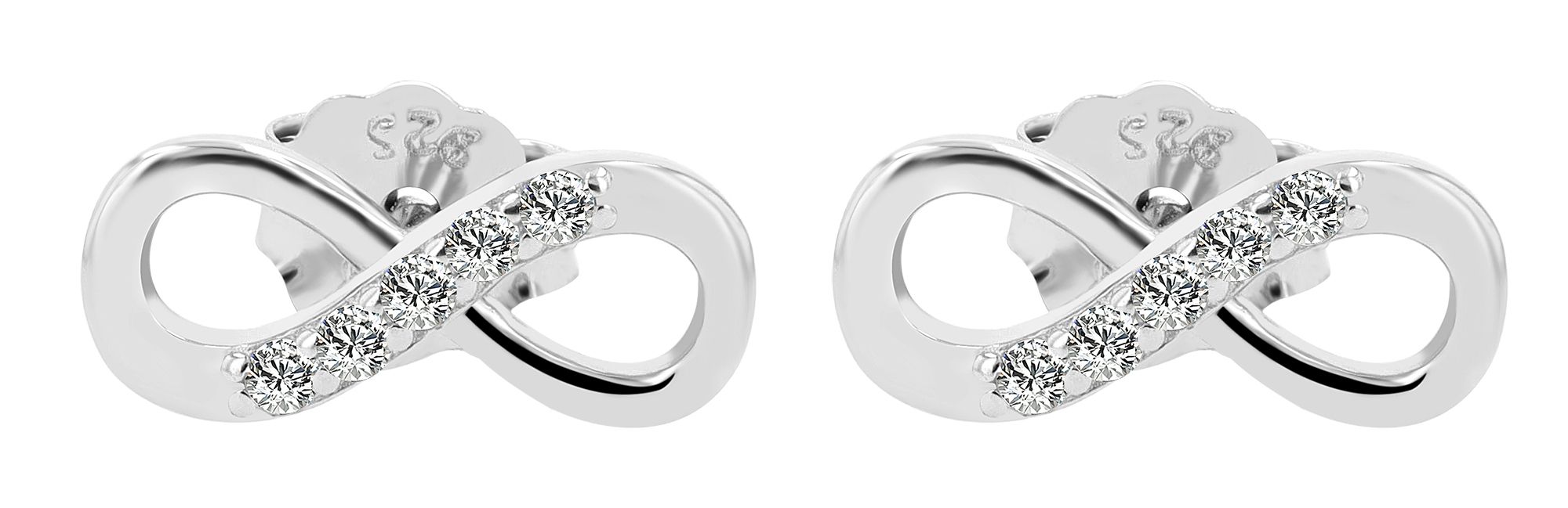"Aroa" 925/- Echt Silber Ohrstecker - Infinity, silberfarben rhodiniert
