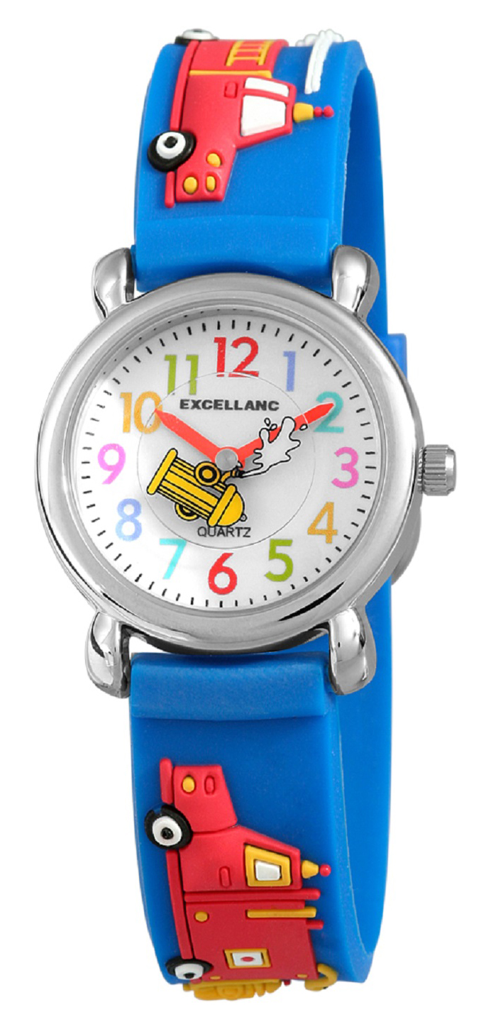Excellanc Kinderarmbanduhr, Silikonarmband, silberfarben/blau