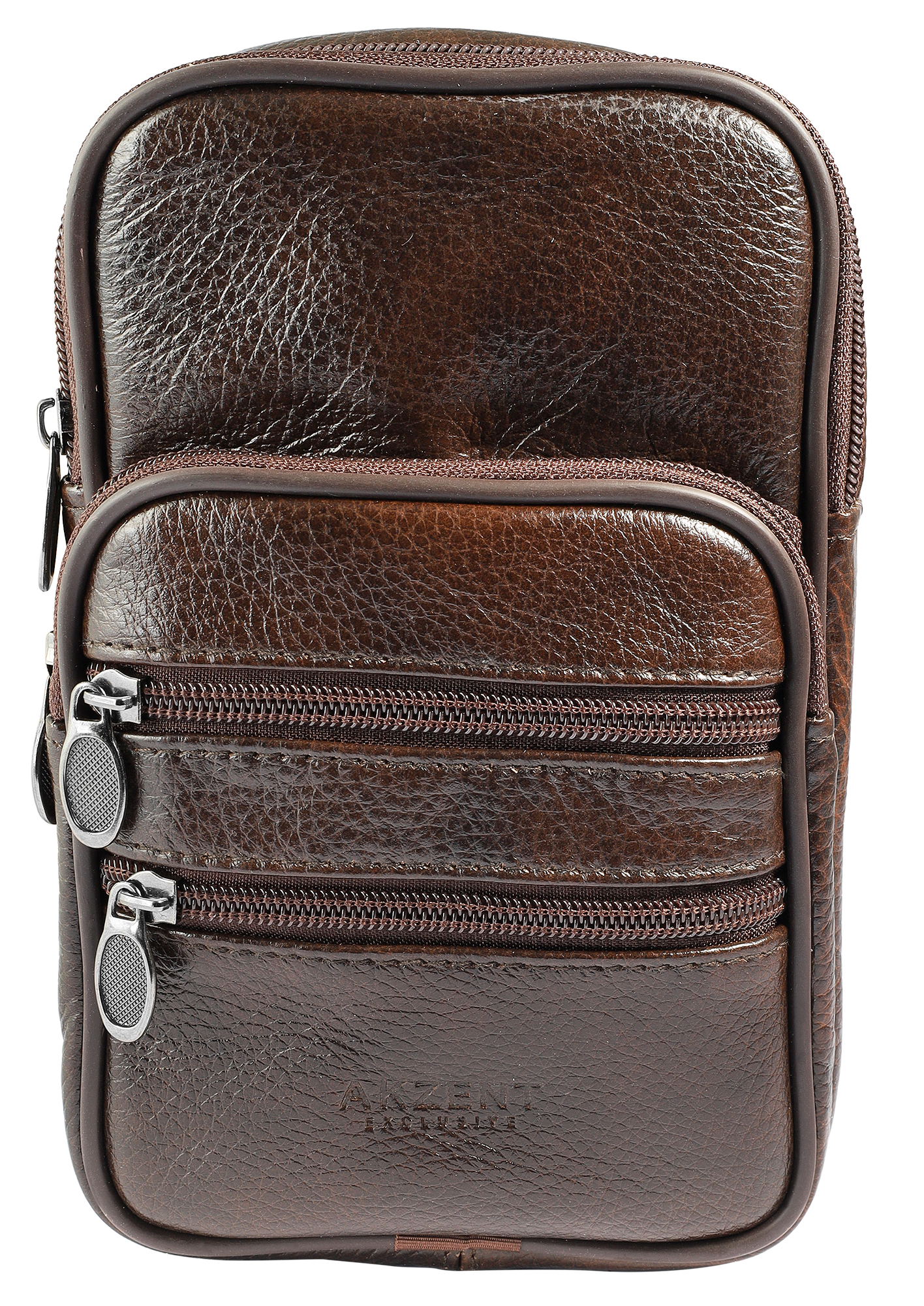 Akzent EXCLUSIVE, Echt Leder Tasche, Crossbody-Bag, braun