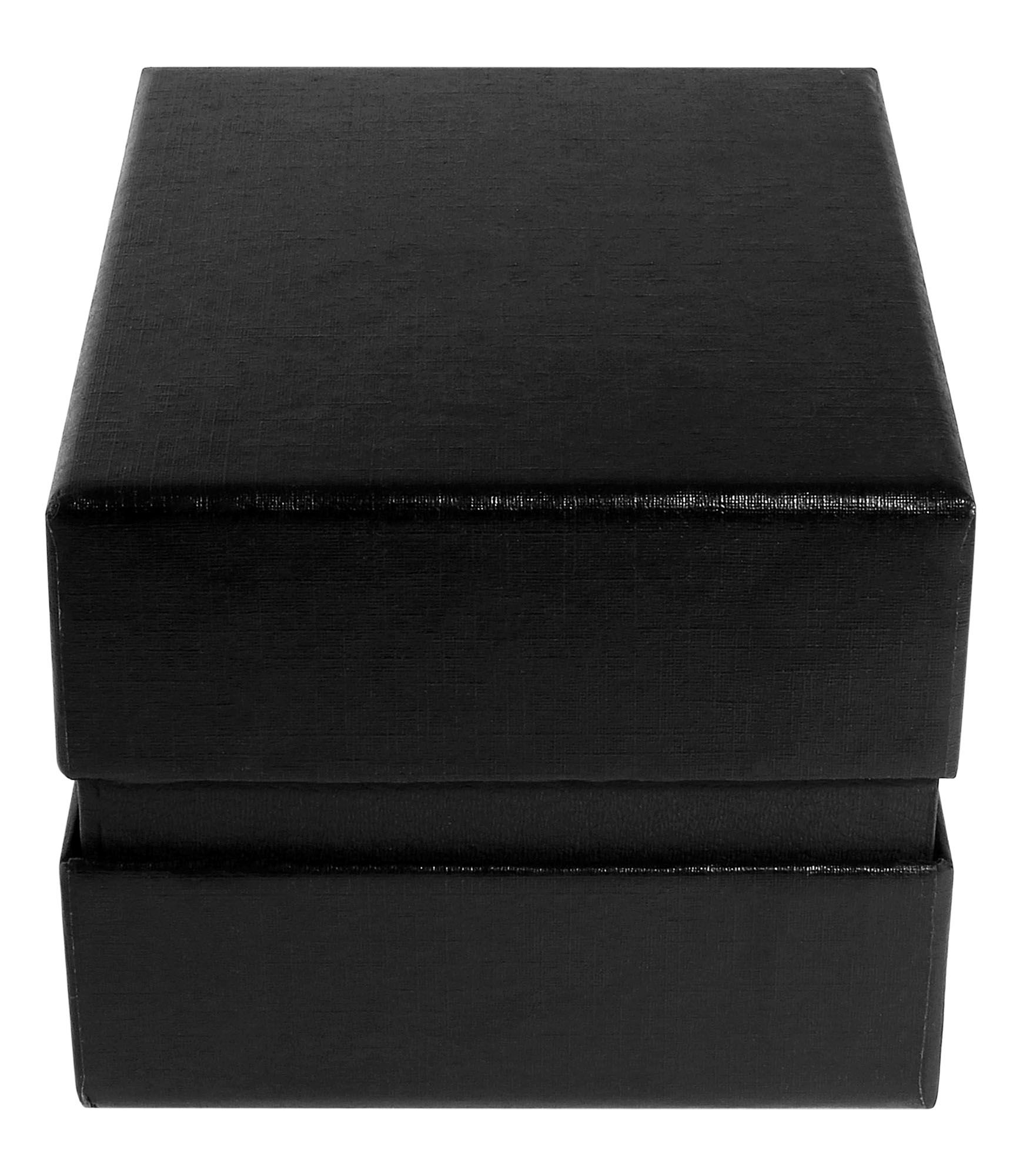 Uhrenbox mit abnehmbarem Deckel, Pappe, 11 x 9 x 7 cm, schwarz