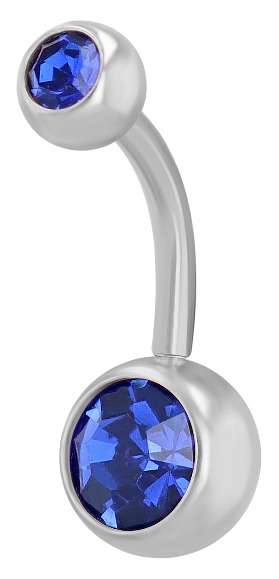 "Sariye" Edelstahl-Bronze Bauchnabelpiercing, VE6, 10 mm/ Stärke 1,8 mm, blau