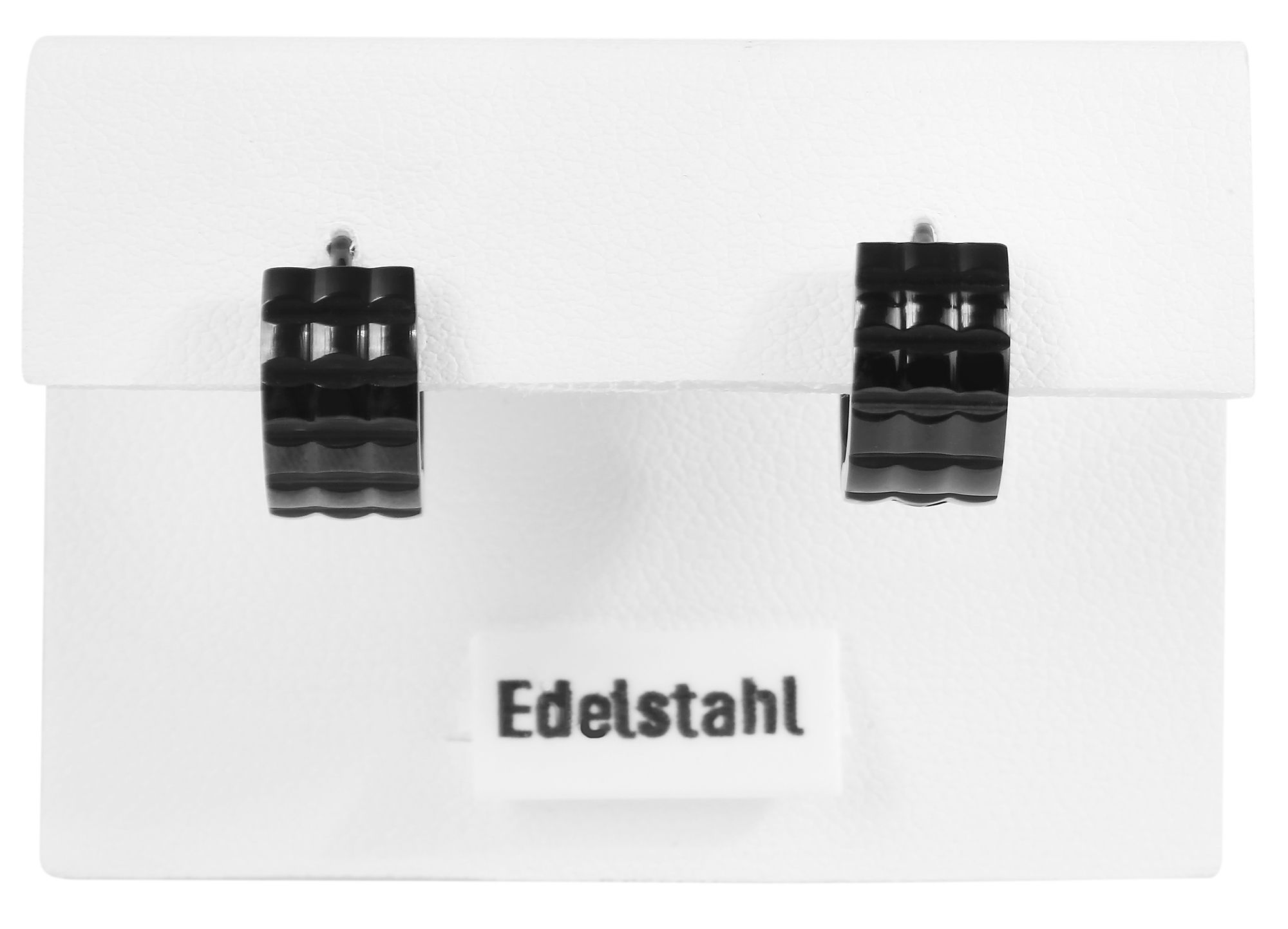 Akzent Edelstahl Klapp-Creolen, schwarz