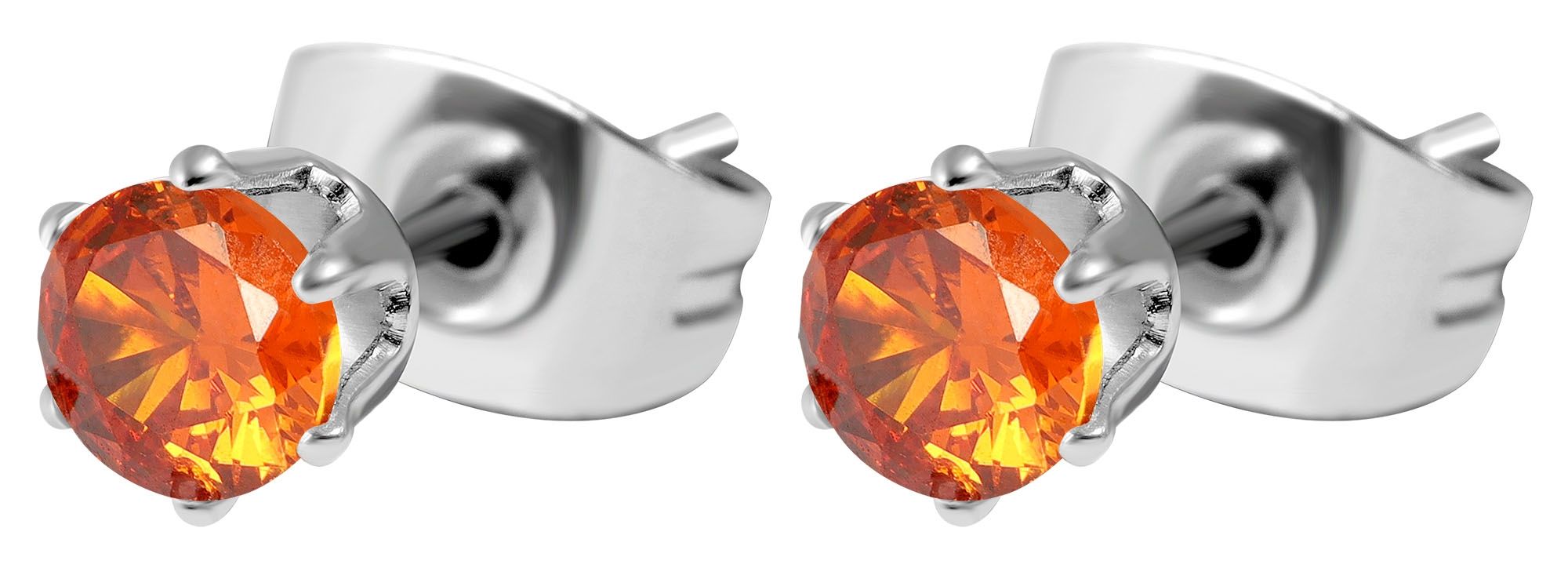 Akzent Ohrstecker "Mic" aus Edelstahl, roter Zirkoniabesatz Ø 4 mm