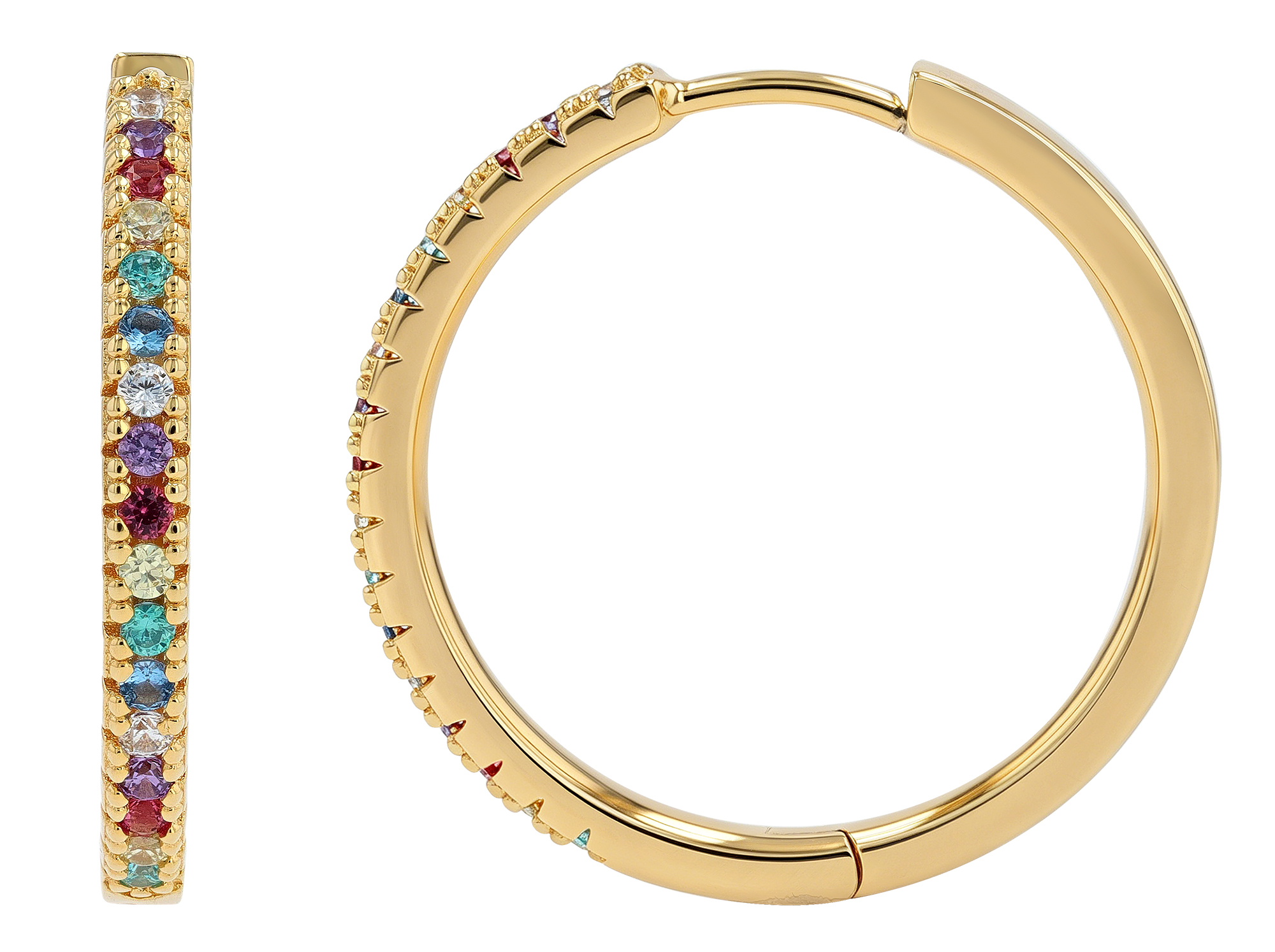 Sif Jakobs Jewellery 925/- Echt Silber Creolen "Ellera X-Grande" Ø 20 mm, bunte Zirkonia, vergoldet