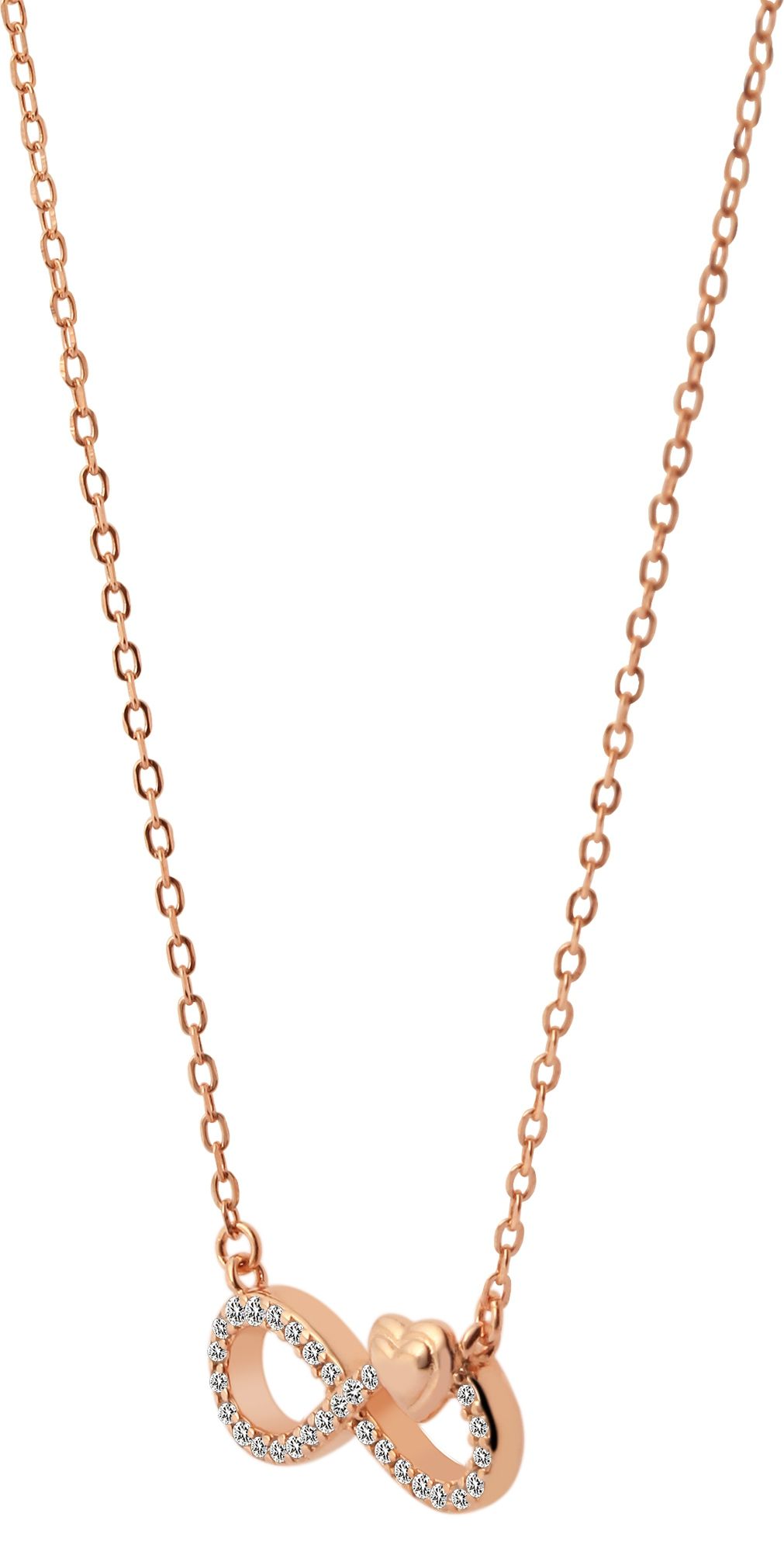 "Jihan", 925/- Echt Silber Halskette mit Anhänger Infinity mit Zirkonia, rosévergoldet, 42 cm
