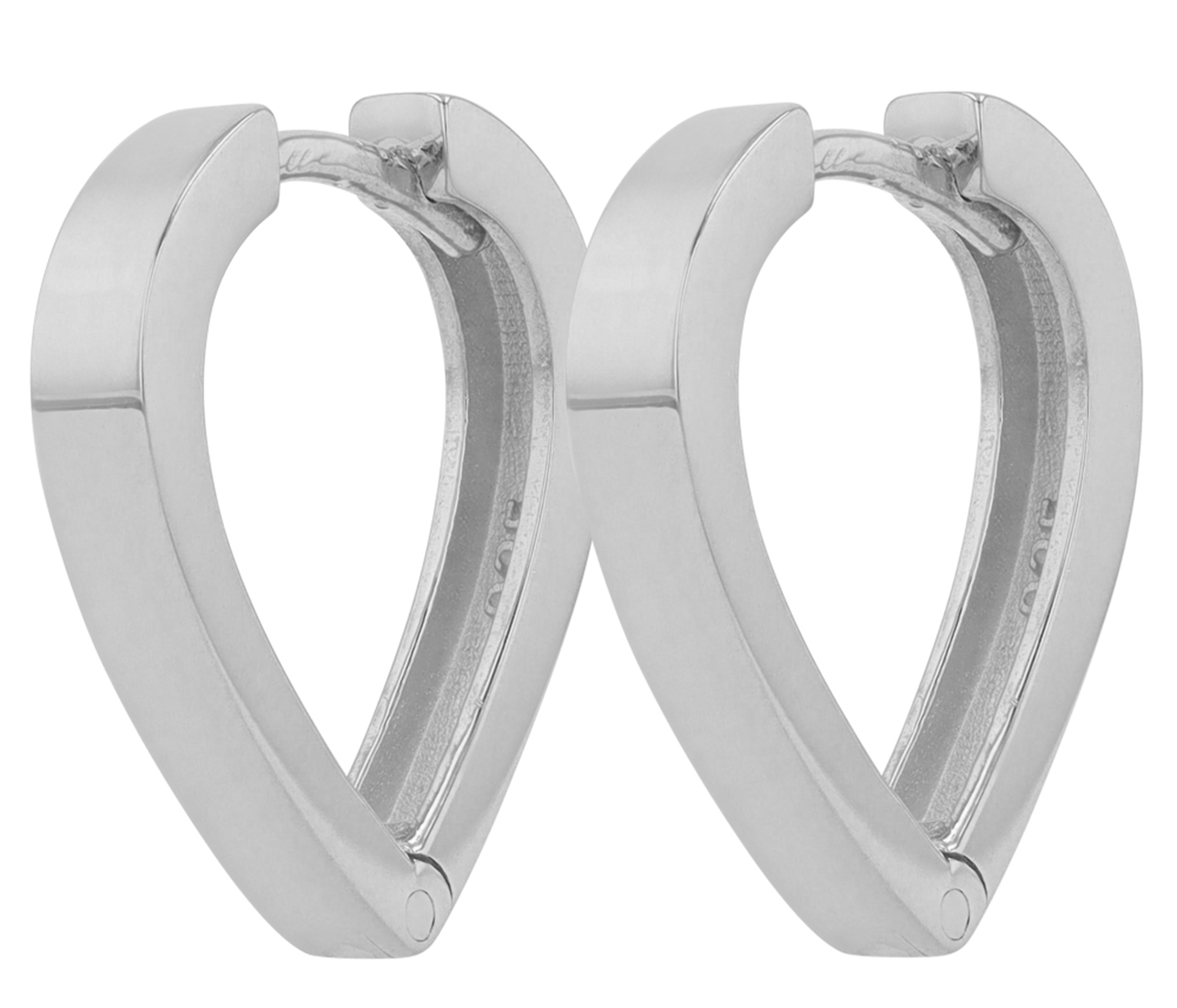 "Xyra" 925/- Echt Silber Creolen, V-Form/ abgerundet, silberfarben rhodiniert