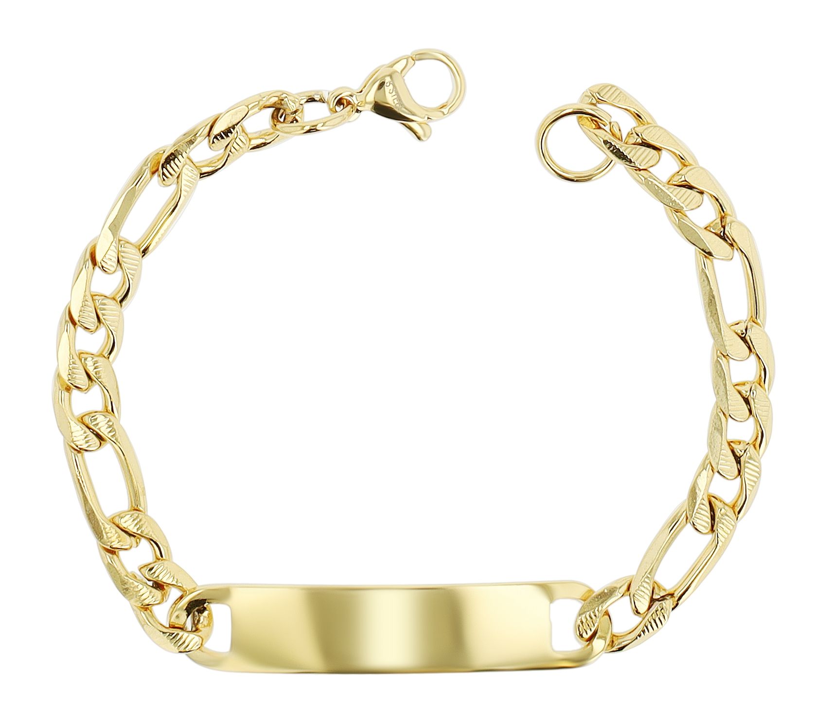 Akzent Figaroarmband mit Gravurplatte, Edelstahl, 18 cm, goldfarben