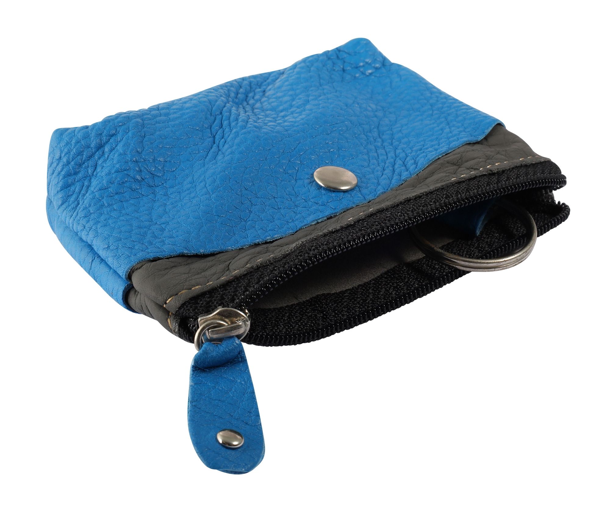 Excellanc Schlüsselbeutel aus Echtleder, blau/grau
