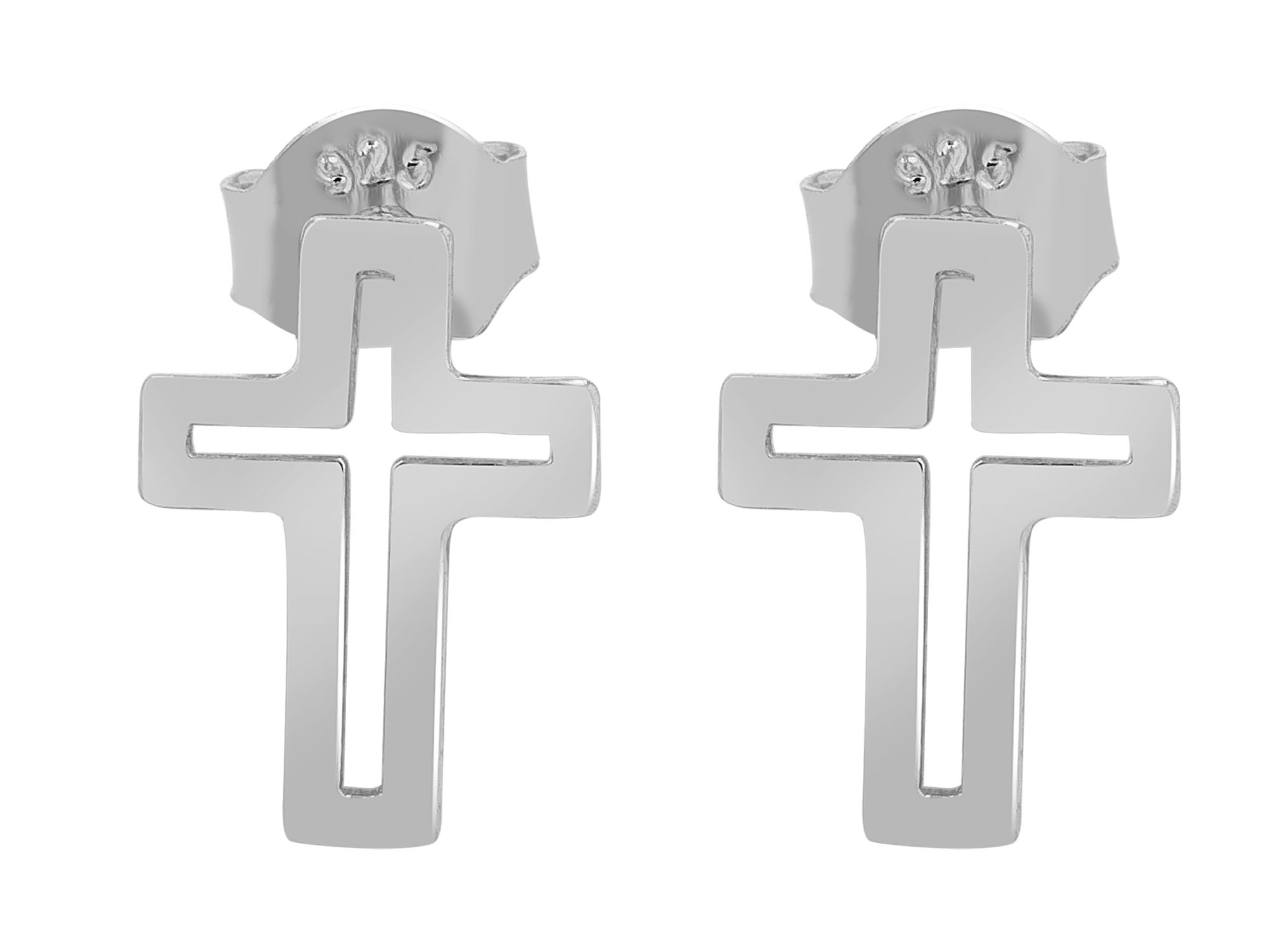"Emely" 925/- Echt Silber Ohrstecker - Kreuz, silberfarben rhodiniert