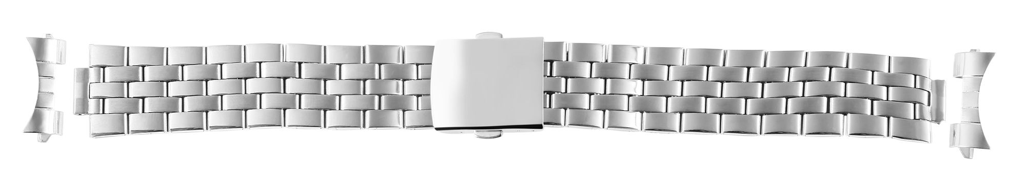 Edelstahl-Uhrenarmband mit Faltschließe, silberfarben, 14 mm