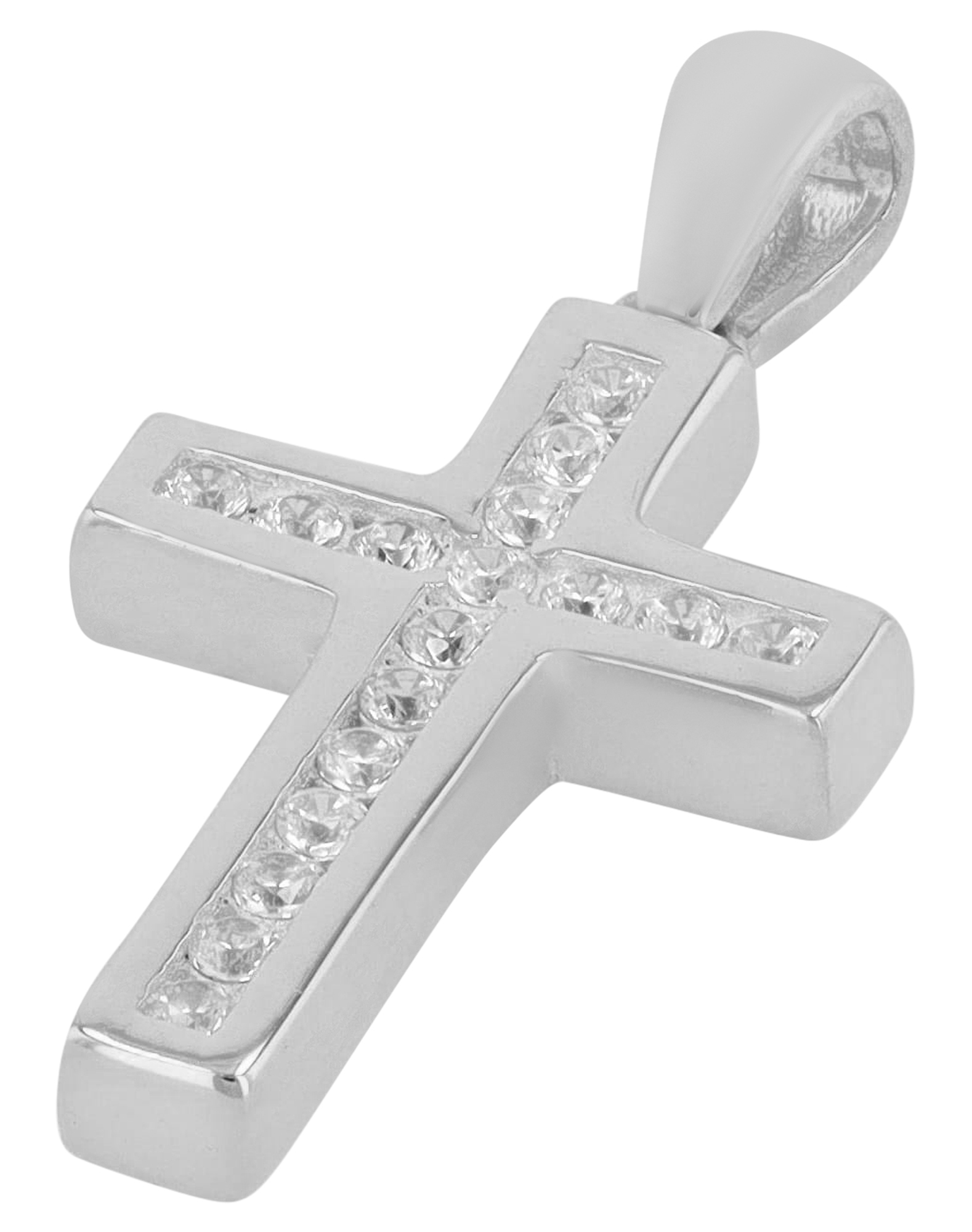 "Uaan" 925/- Echt Silber Anhänger - Kreuz, Zirkonia, silberfarben rhodiniert