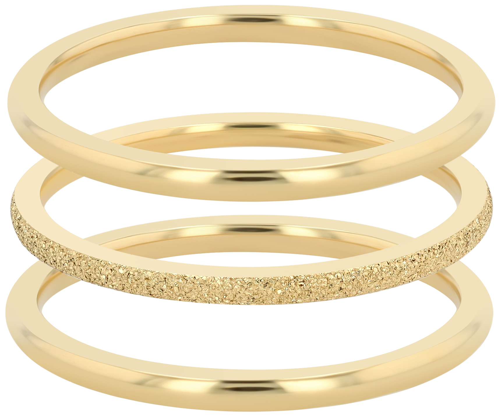 "Juliane" Damenringe, 3 tlg., Edelstahl, goldfarben, Gr. 52