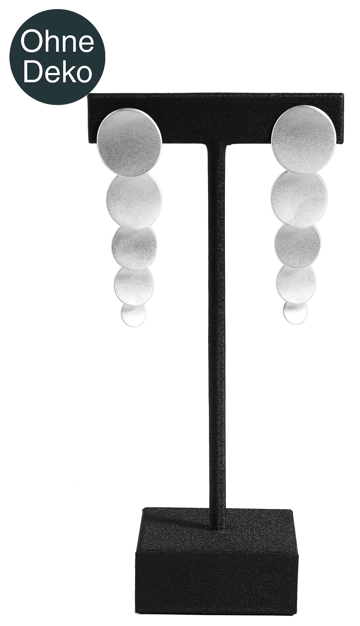 Aufsteller für Ohrringe/ Ohrhänger/ Creolen (Dekoserie Soft), PU-bezogen, 12,5 cm, schwarz