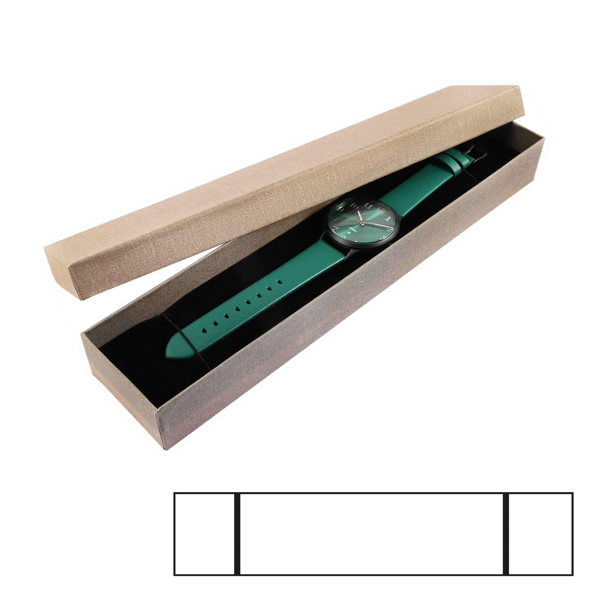 Uhrenbox, Pappe, taupe, VE 6, 30 cm x 6,5 cm x 3,5 cm